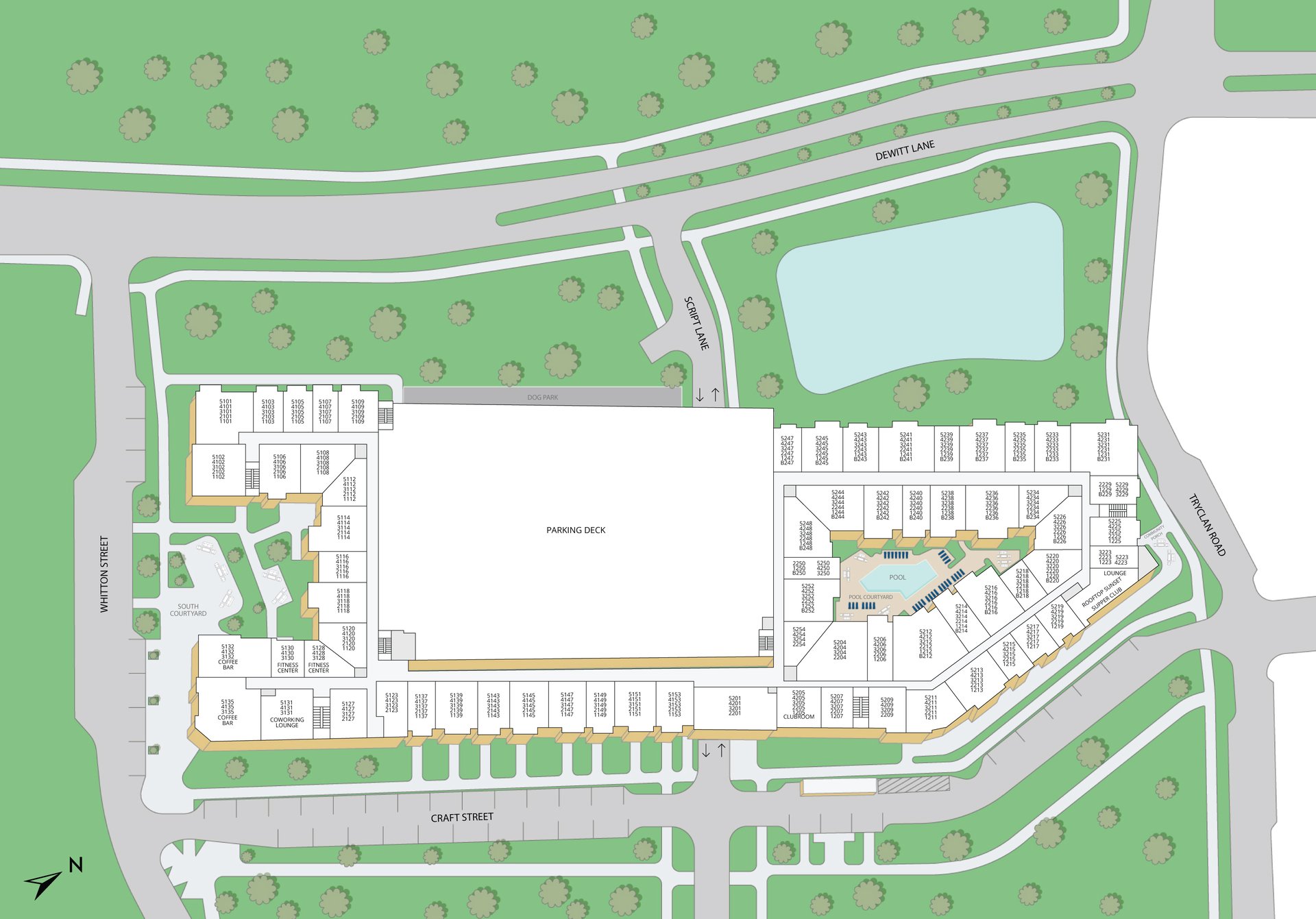 Property map of MAA LoSo luxury apartments in Charlotte, NC