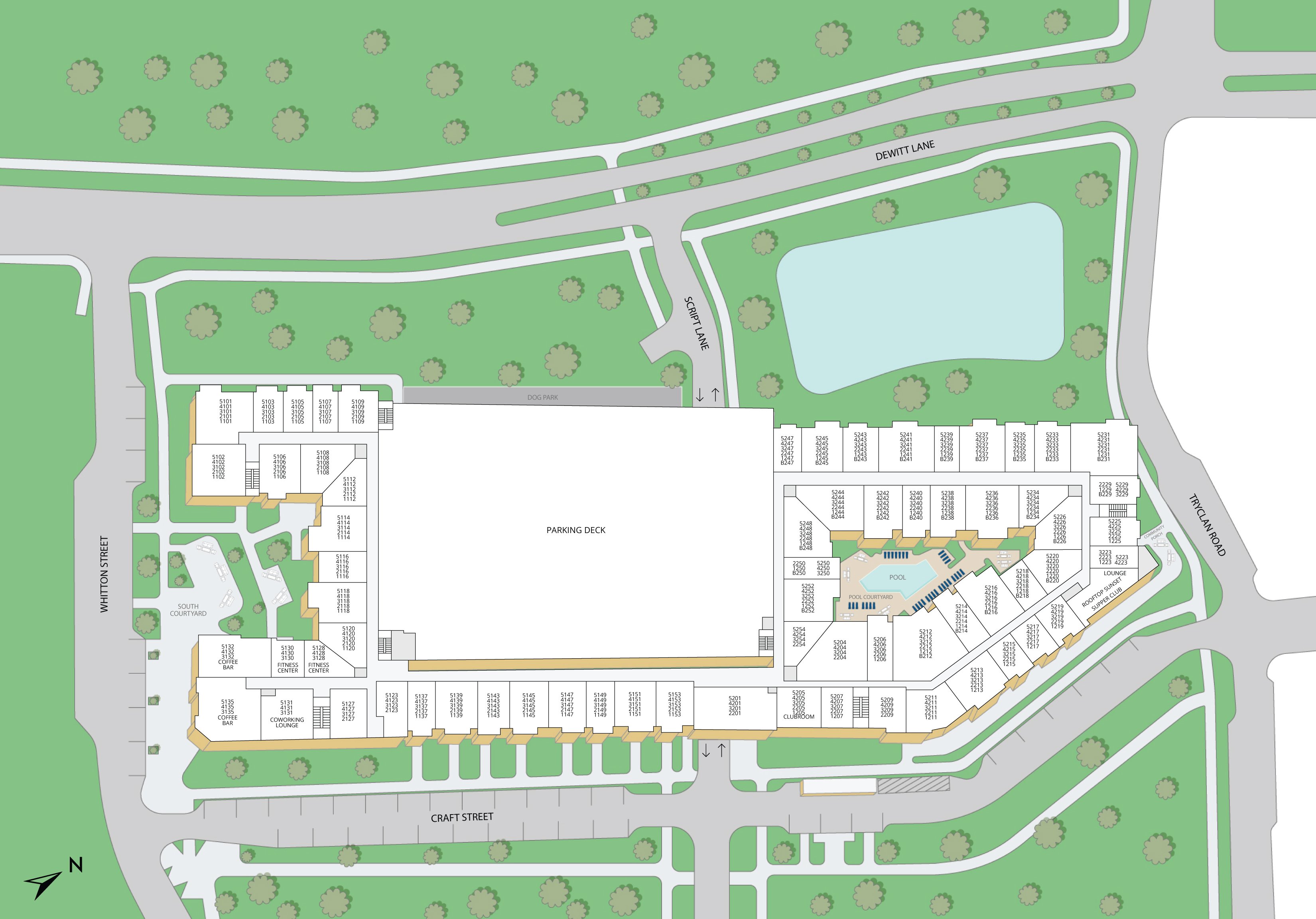 Property map of MAA LoSo luxury apartments in Charlotte, NC