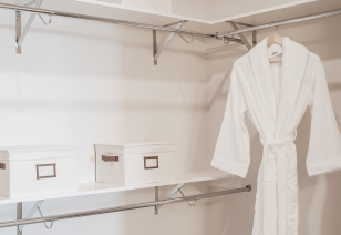 A close up view of bedroom large walk-in closet at MAA LoSo luxury apartments in Charlotte, NC