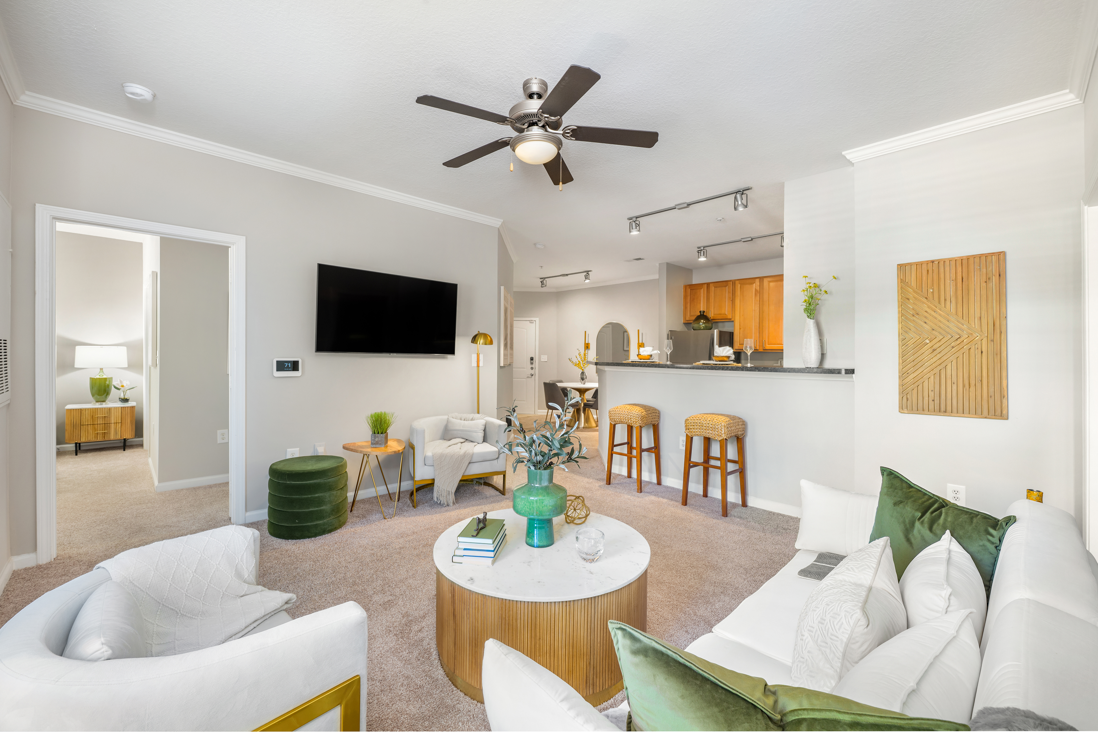 Living room at MAA Matthews Commons luxury apartment homes in Charlotte, NC