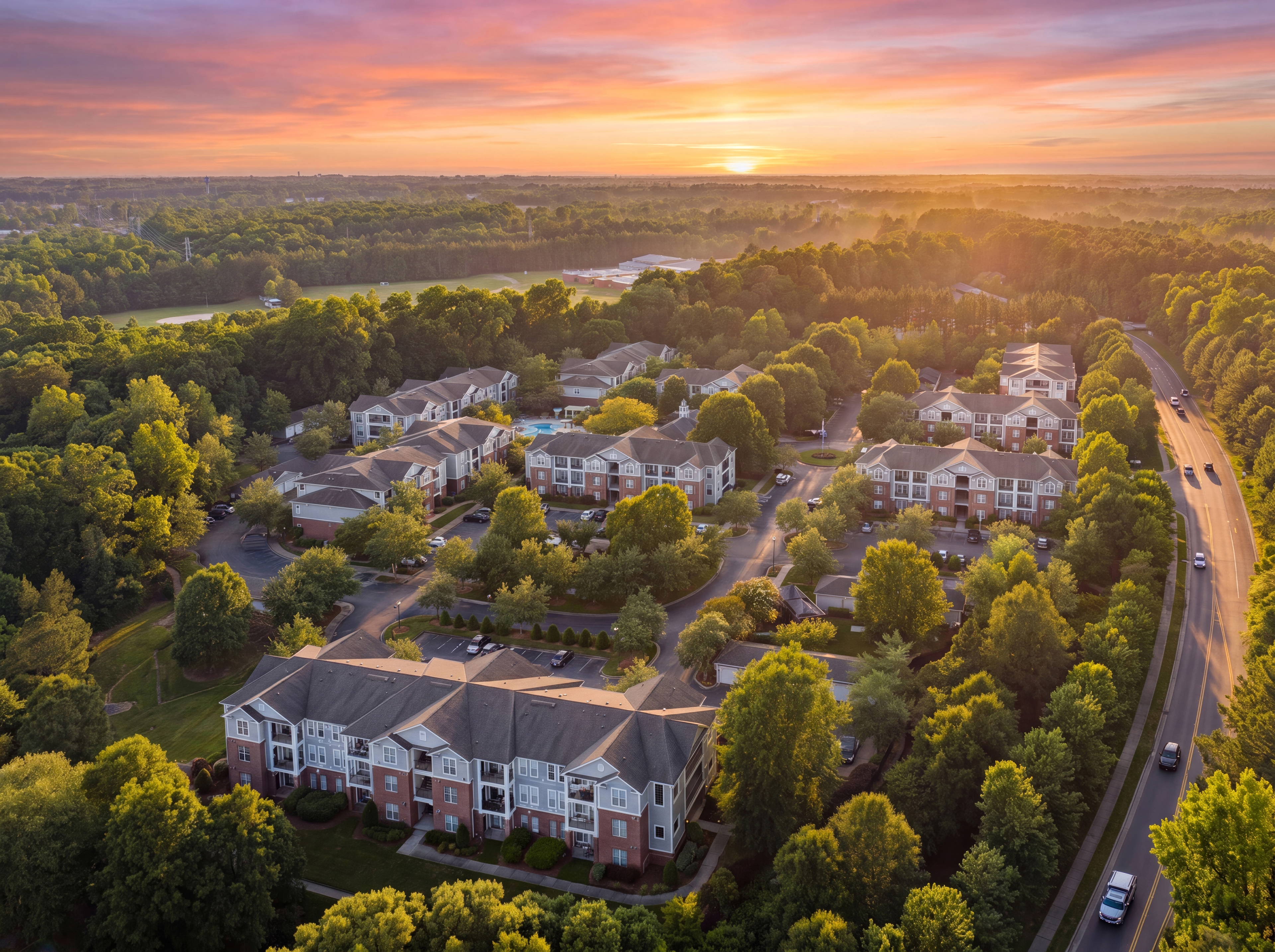 Aerial at MAA Fifty-One luxury apartment homes in Charlotte, NC