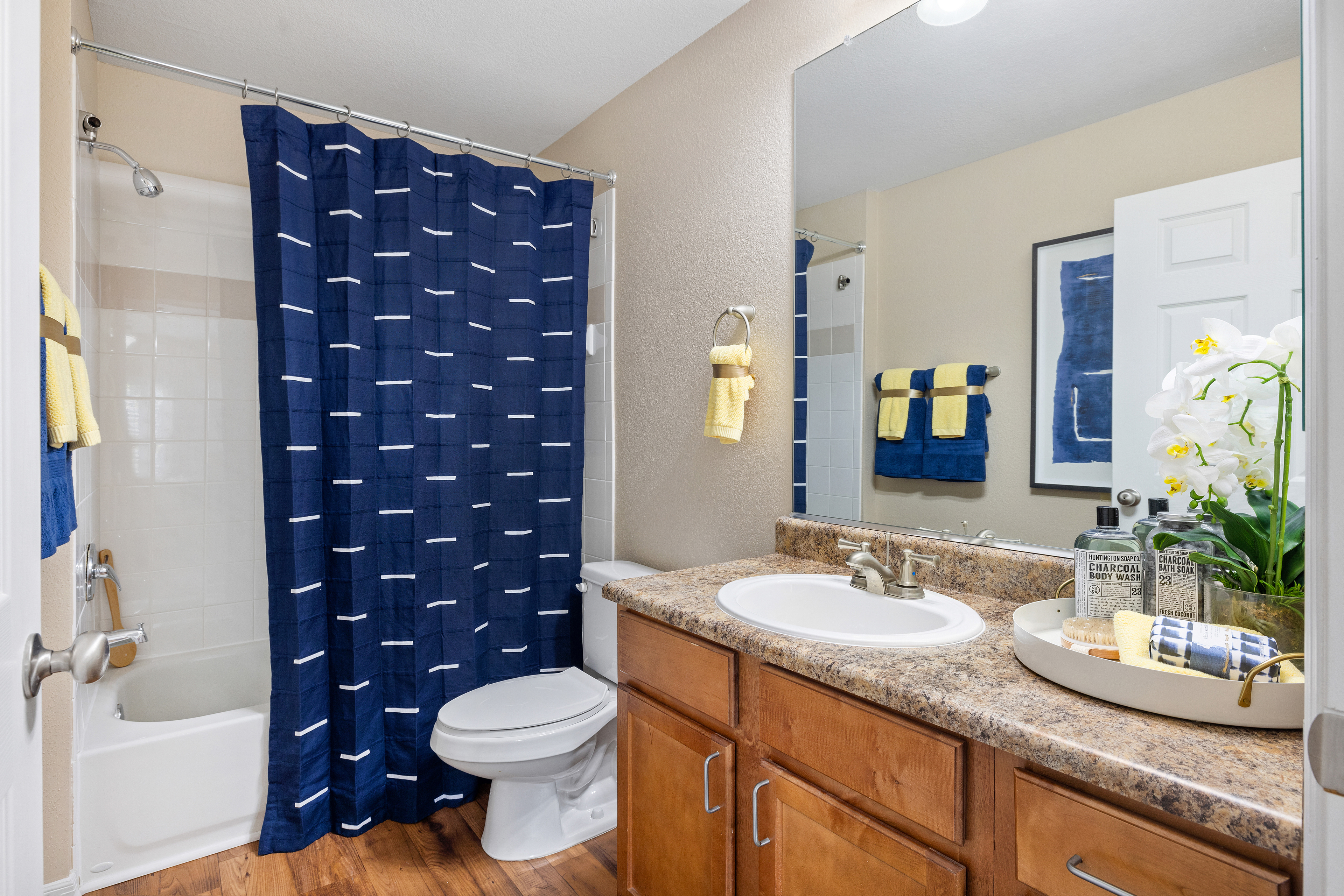 Bathroom at MAA Prosperity Creek luxury apartment homes in Charlotte, NC