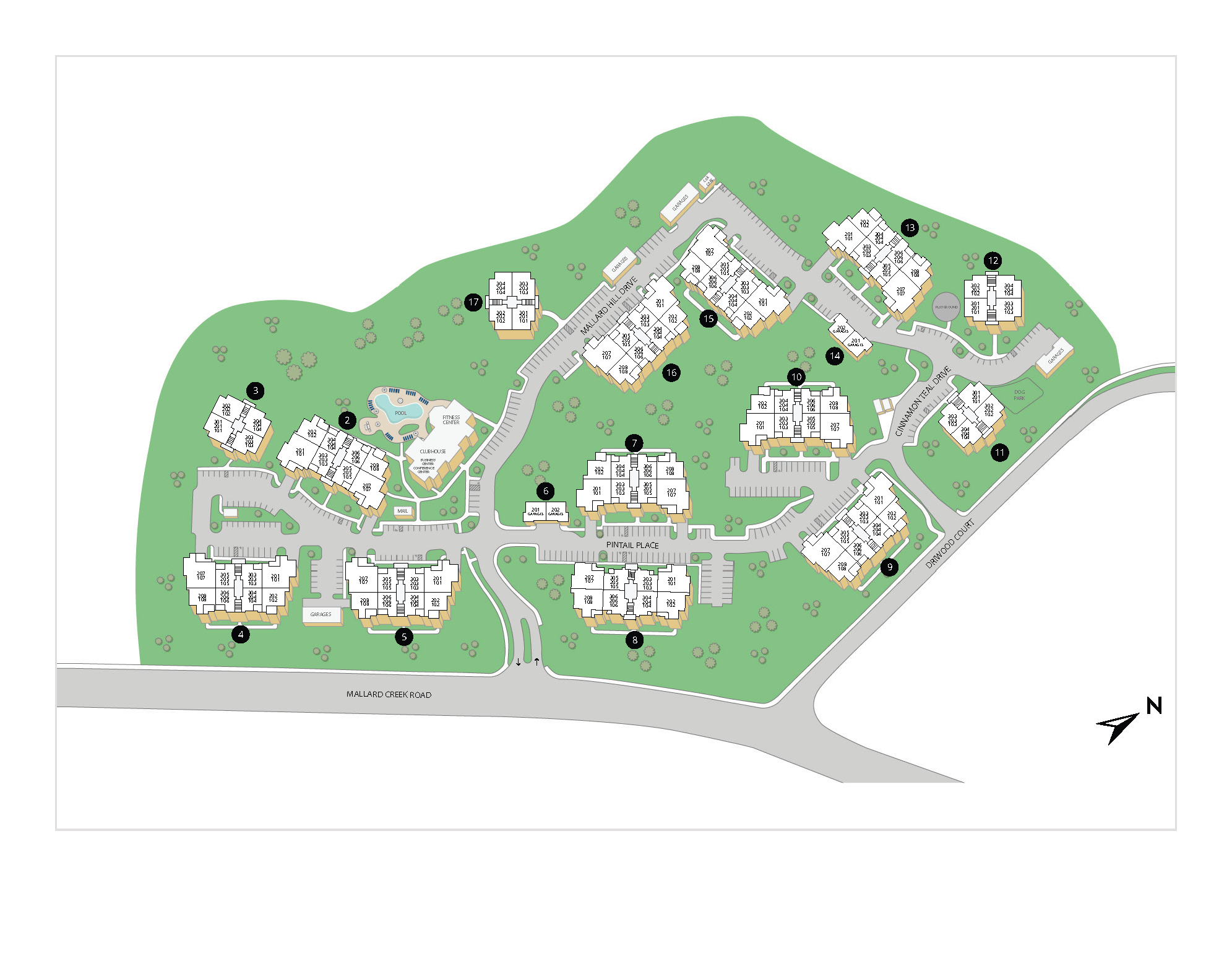 Property Map of MAA Prosperity Creek luxury apartments in Charlotte, NC