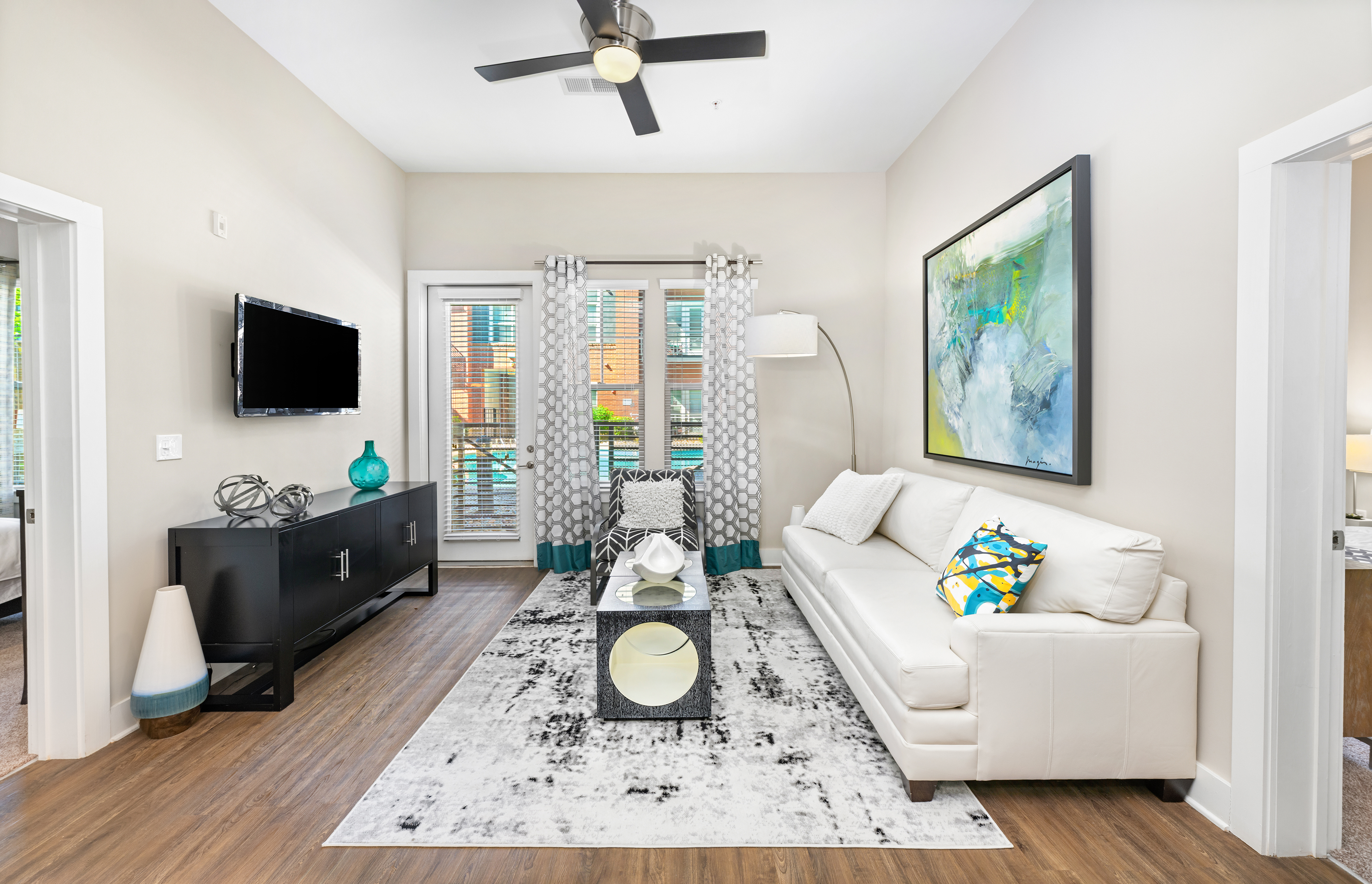 Living room at MAA Reserve luxury apartment homes in Charlotte, NC