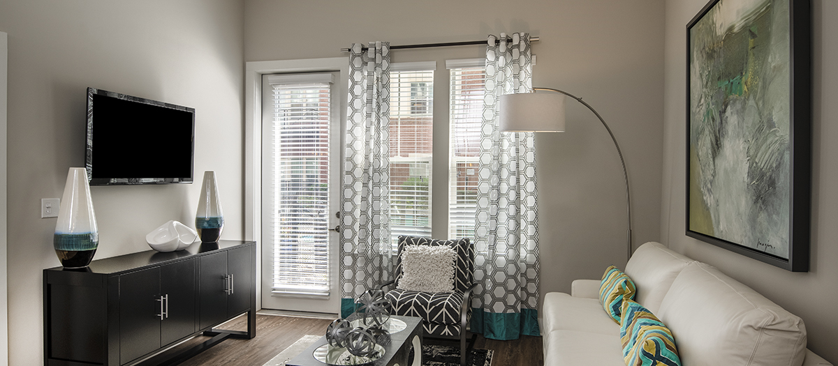 Living Room at Colonial Reserve at South End luxury apartment homes in Charlotte, NC