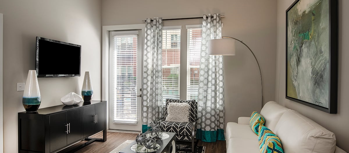 Living Room at Colonial Reserve at South End luxury apartment homes in Charlotte, NC