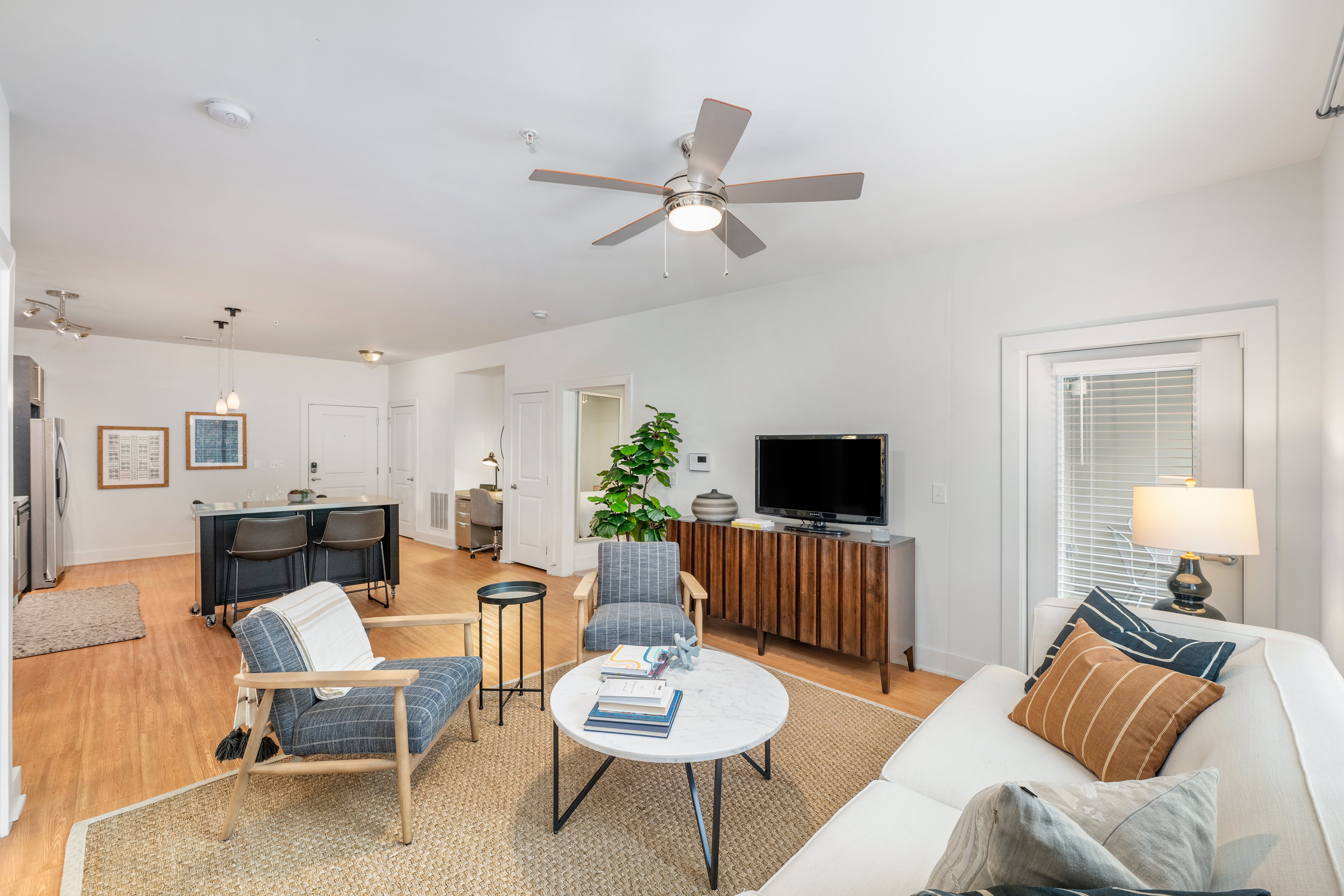 Living room at MAA South Line luxury apartment homes in Charlotte, NC
