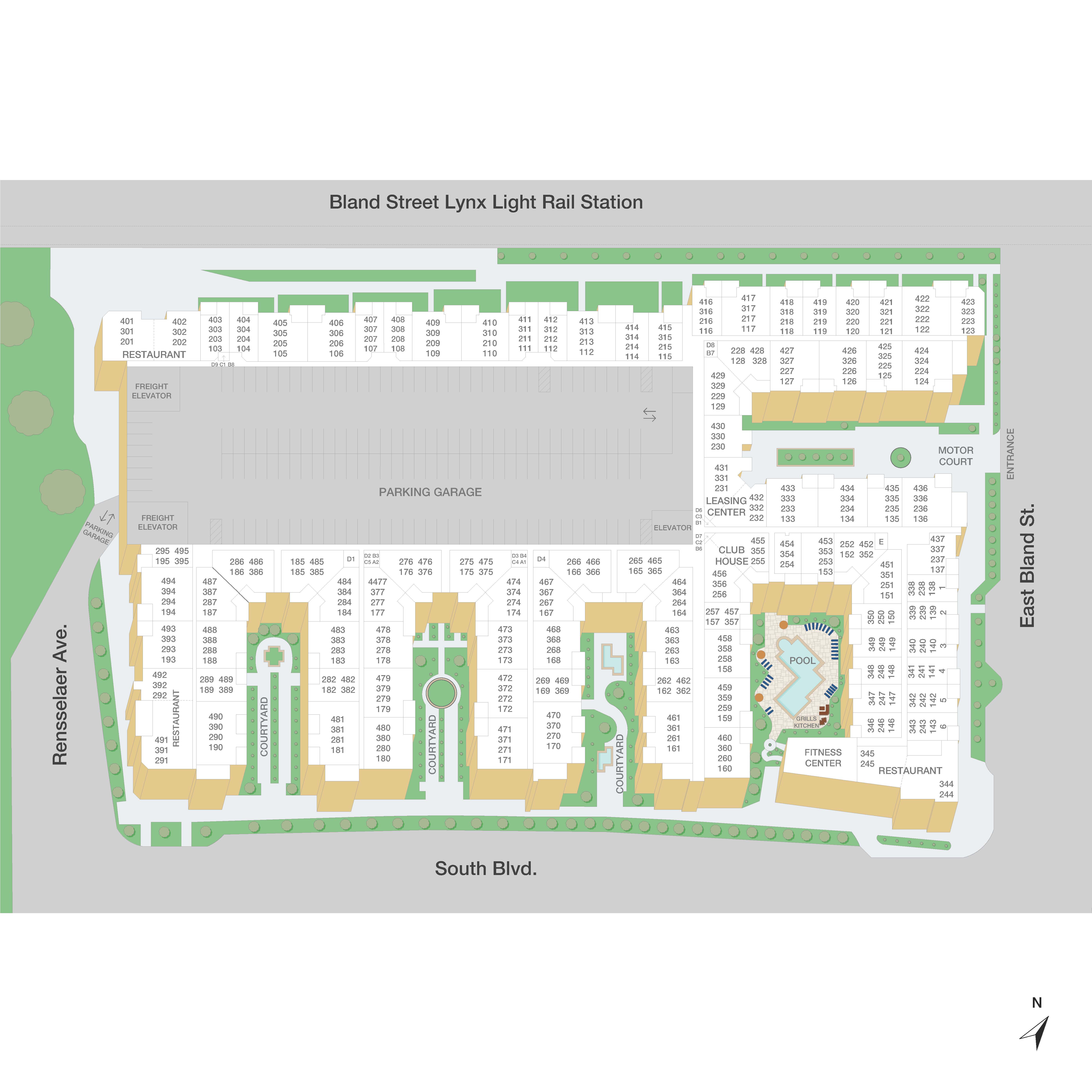  Property map of MAA South Line luxury apartments in Charlotte, NC