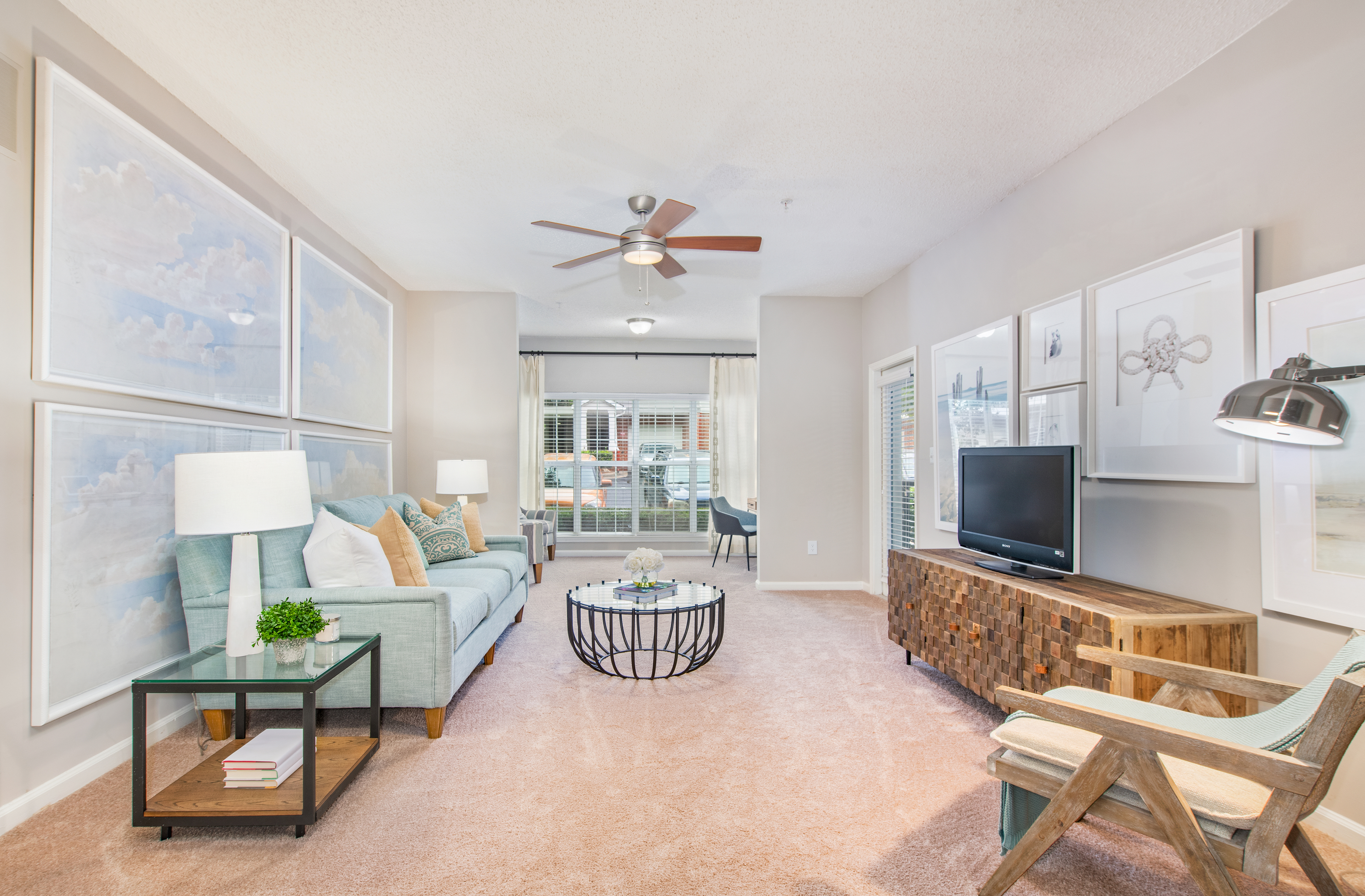 Living room at MAA South Park luxury apartment homes in Charlotte, NC