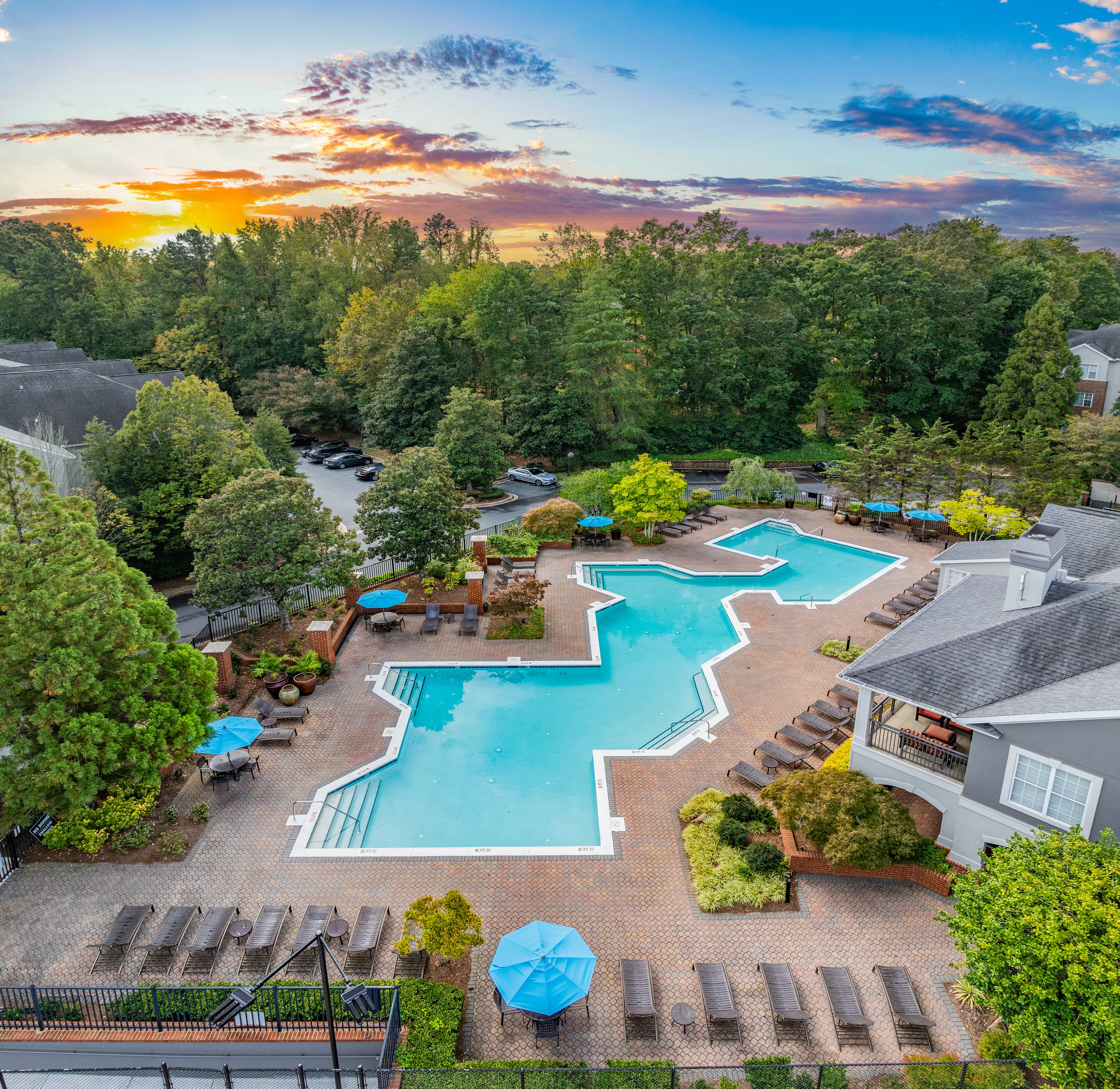 Property aerial at MAA South Park luxury apartment homes in Charlotte, NC