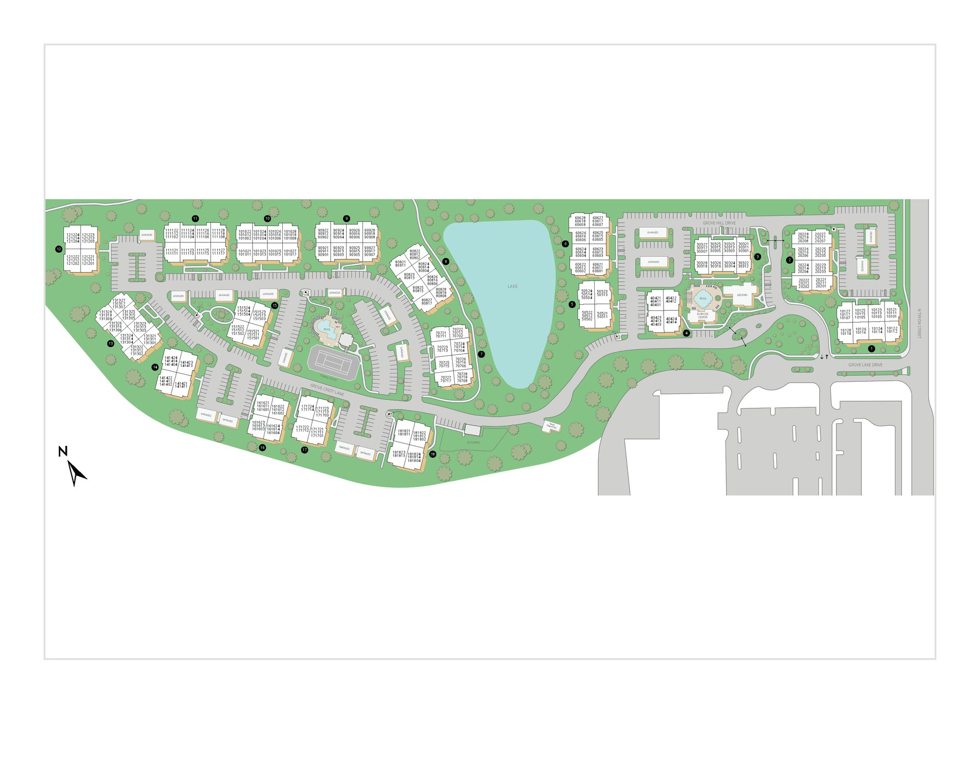 Property map of MAA University Lake luxury apartments in Charlotte, NC