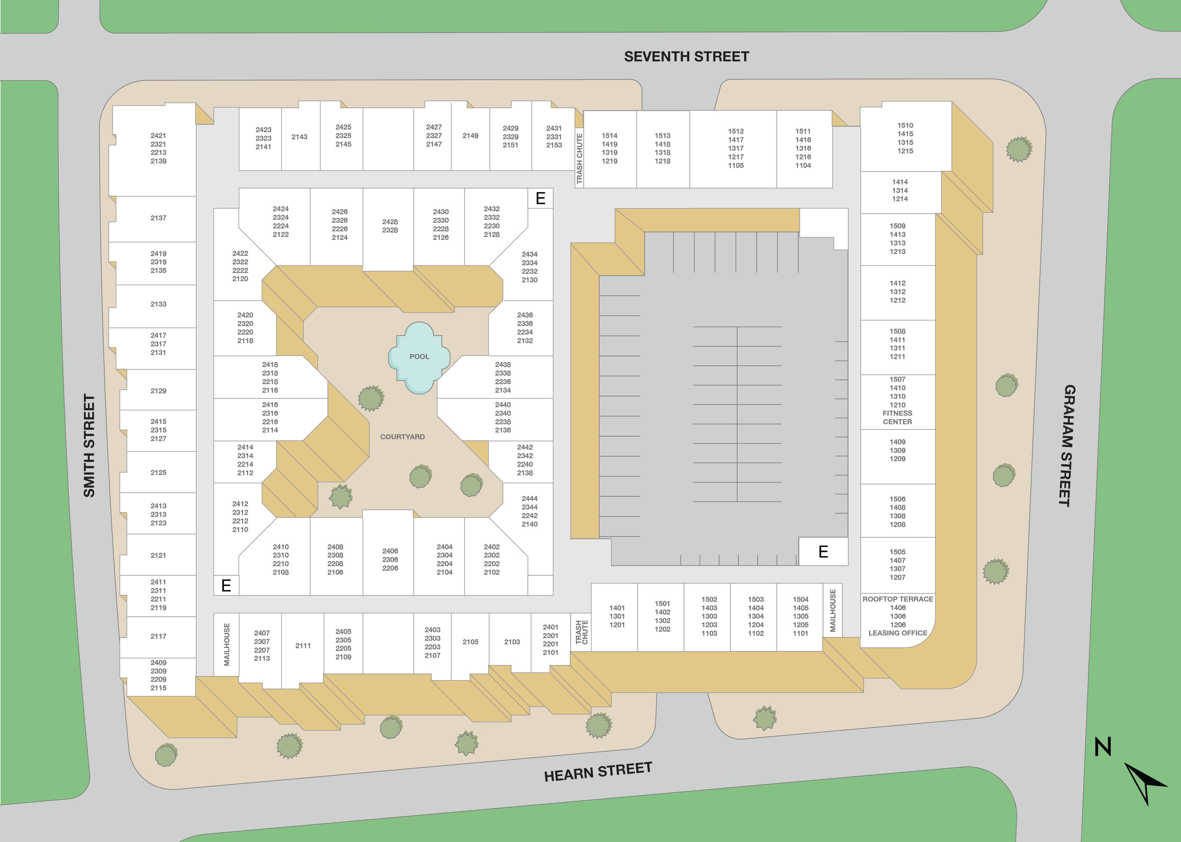 Property map of MAA Uptown luxury apartments in Charlotte, NC