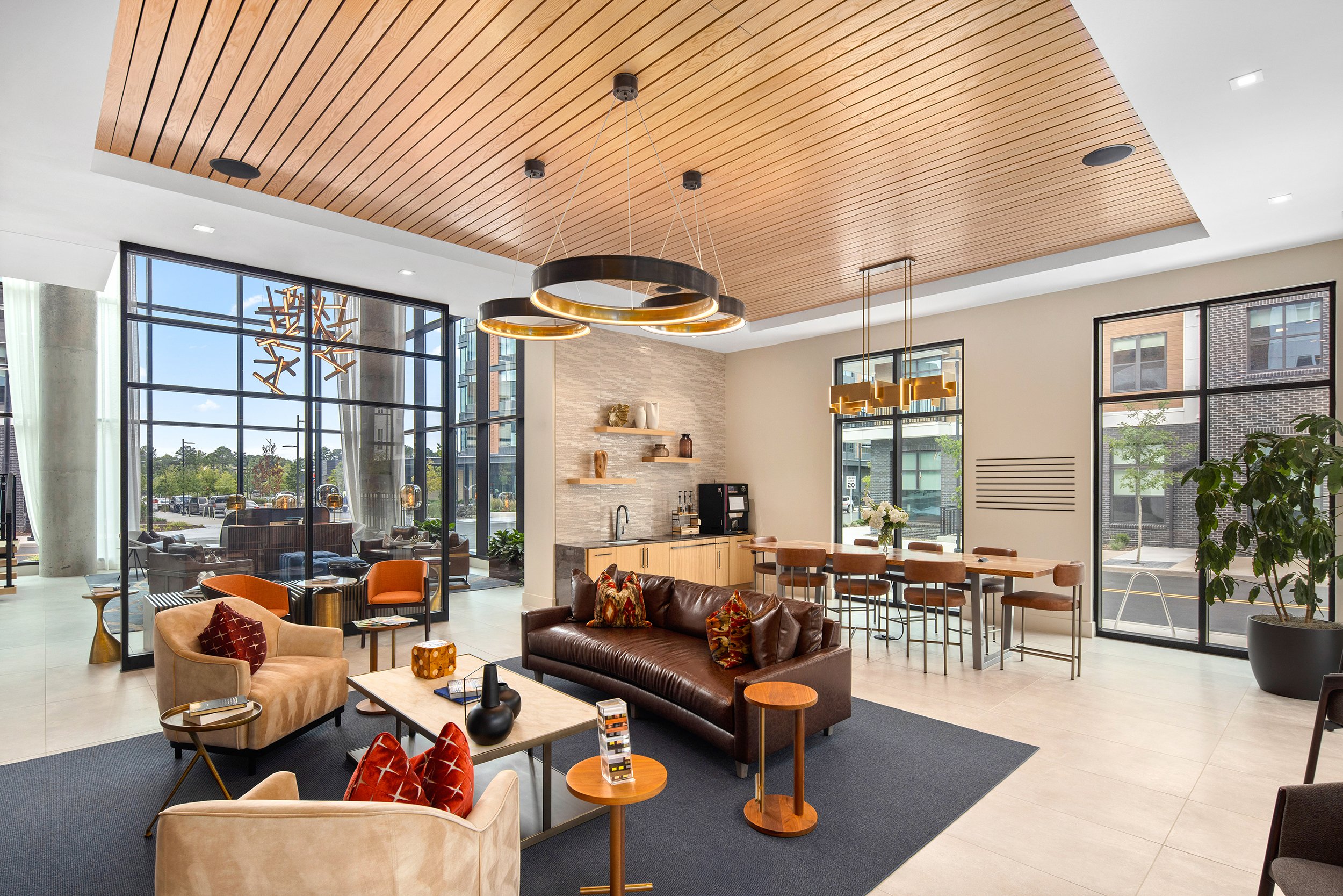 Coffee lounge at MAA Nixie luxury apartment homes in Durham, NC