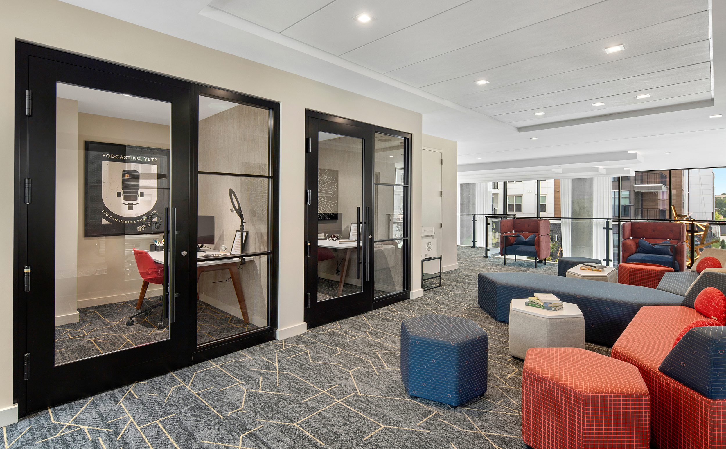 Podcast studio at MAA Nixie luxury apartment homes in Durham, NC