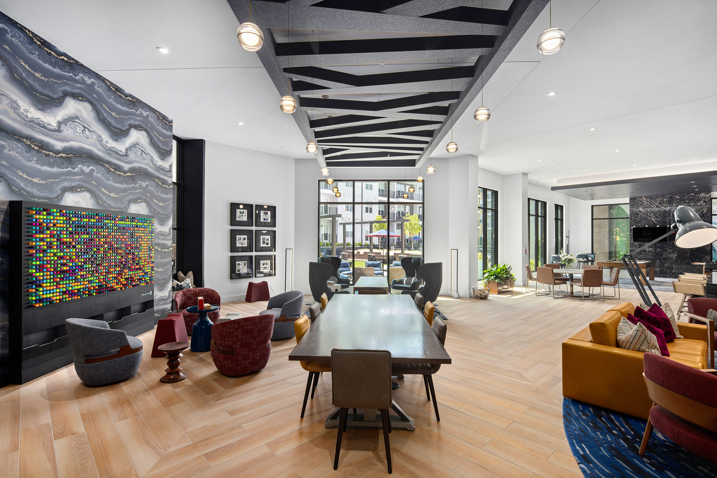 Social lounge at MAA Nixie luxury apartment homes in Durham, NC