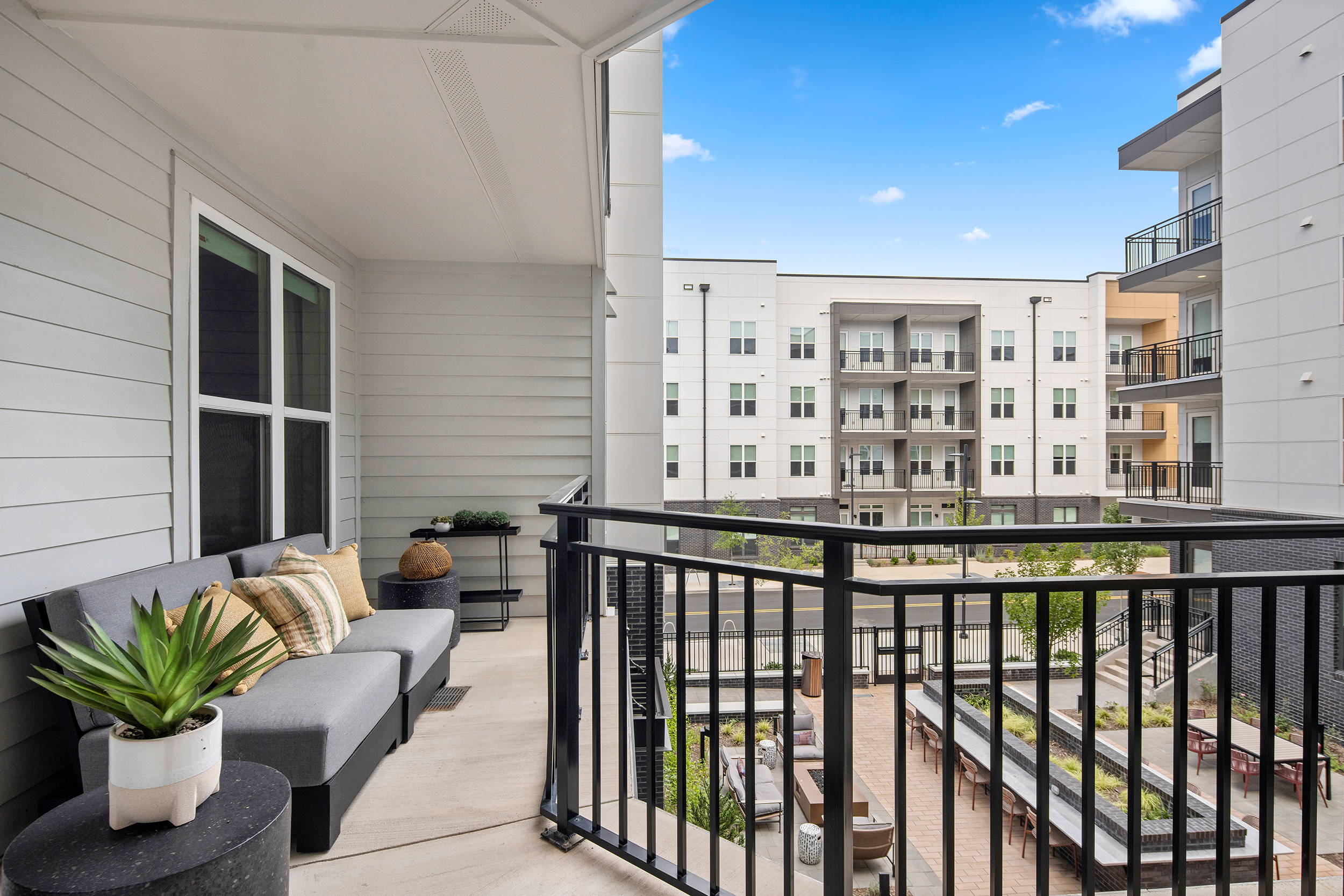 Patio at MAA Nixie luxury apartment homes in Durham, NC