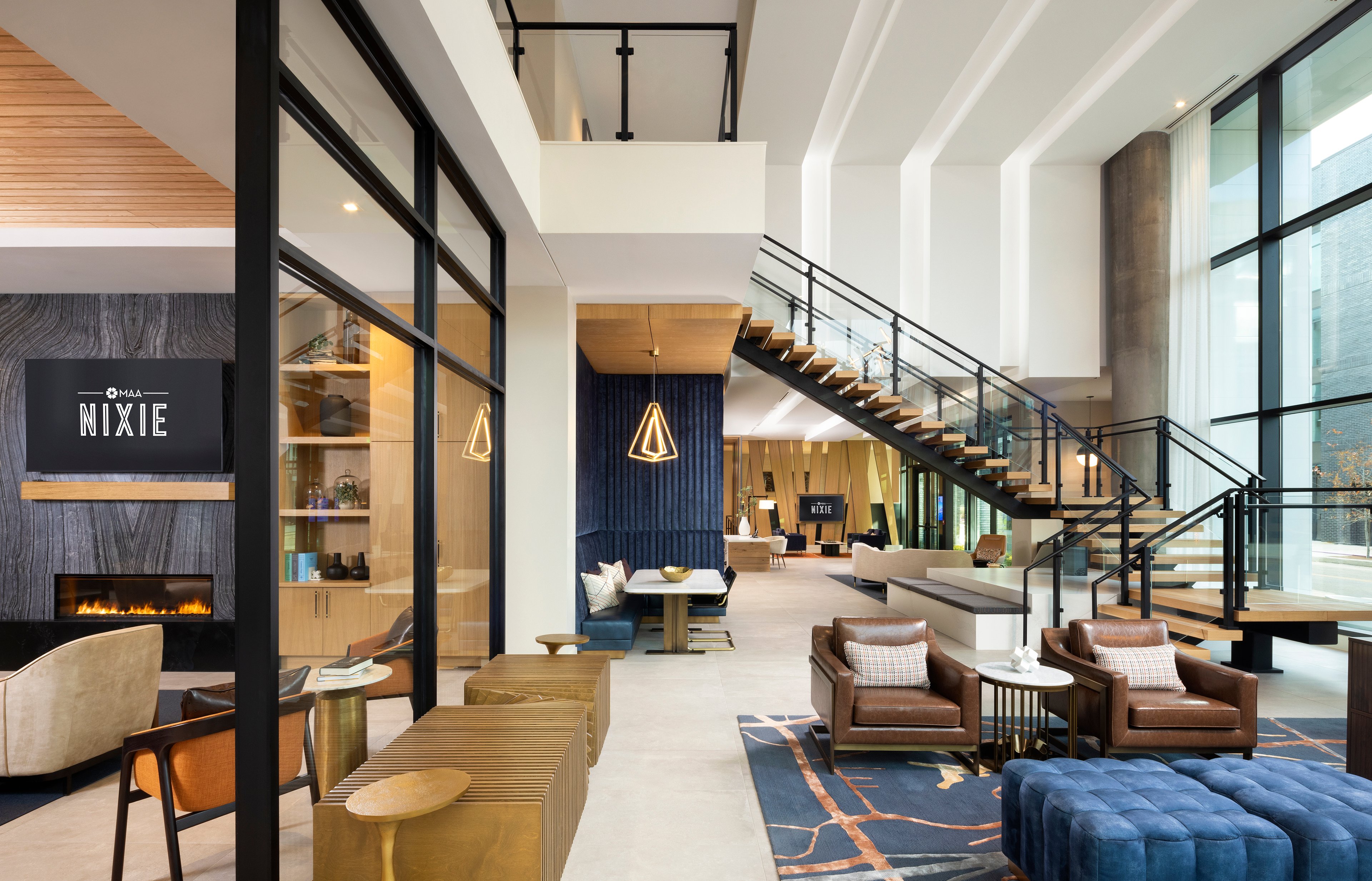 Lobby at MAA Nixie luxury apartment homes in Durham, NC