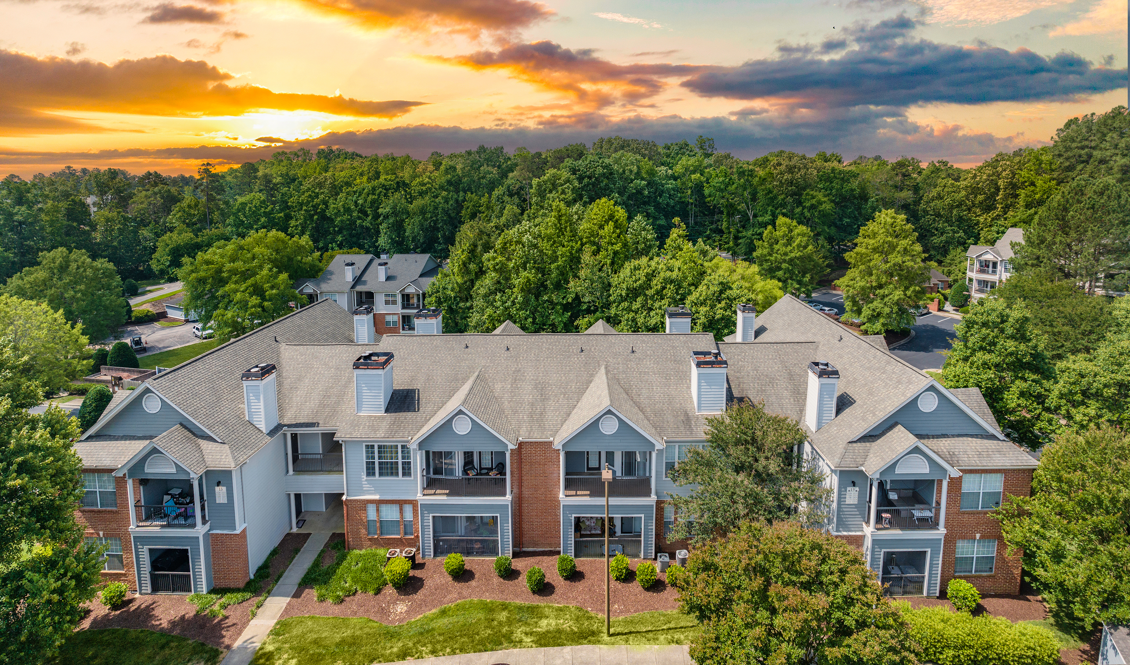 Property aerial at MAA Patterson luxury apartment homes in Durham, NC
