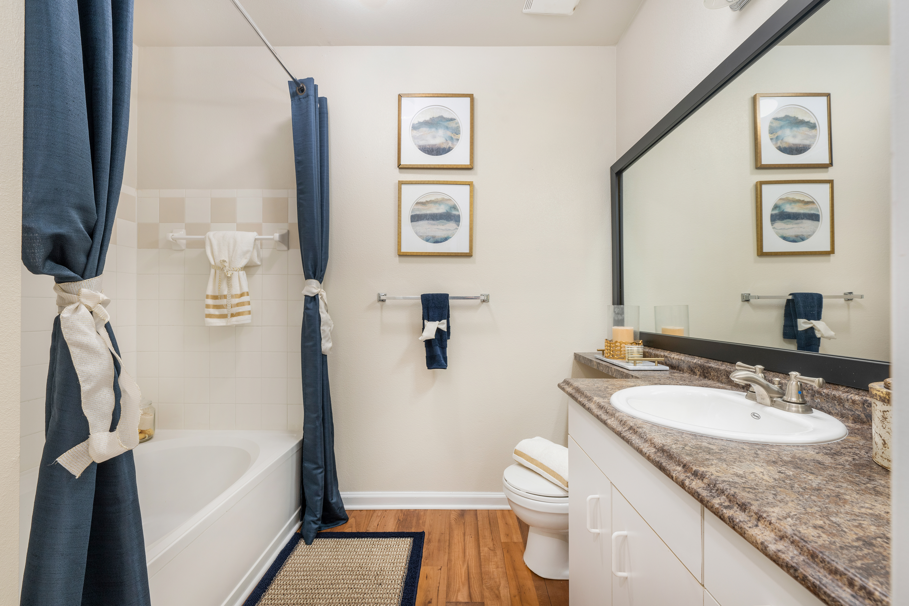 Bathroom at MAA Research park luxury apartment homes in Durham, NC