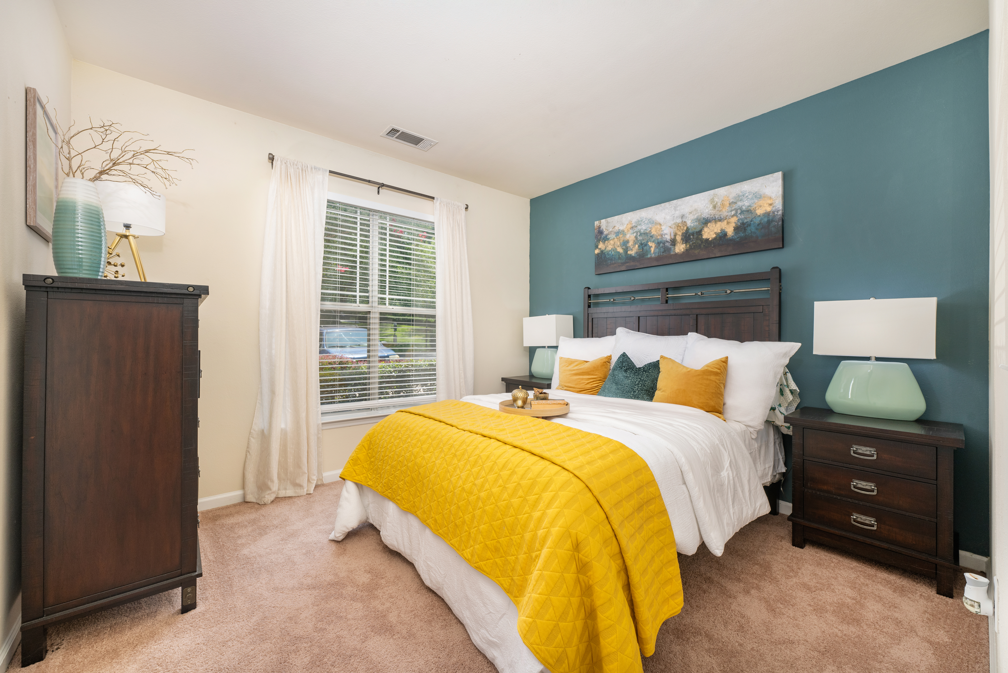 Bedroom at MAA Research park luxury apartment homes in Durham, NC