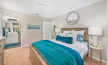 Bedroom at MAA Trinity luxury apartment homes in Raleigh, NC