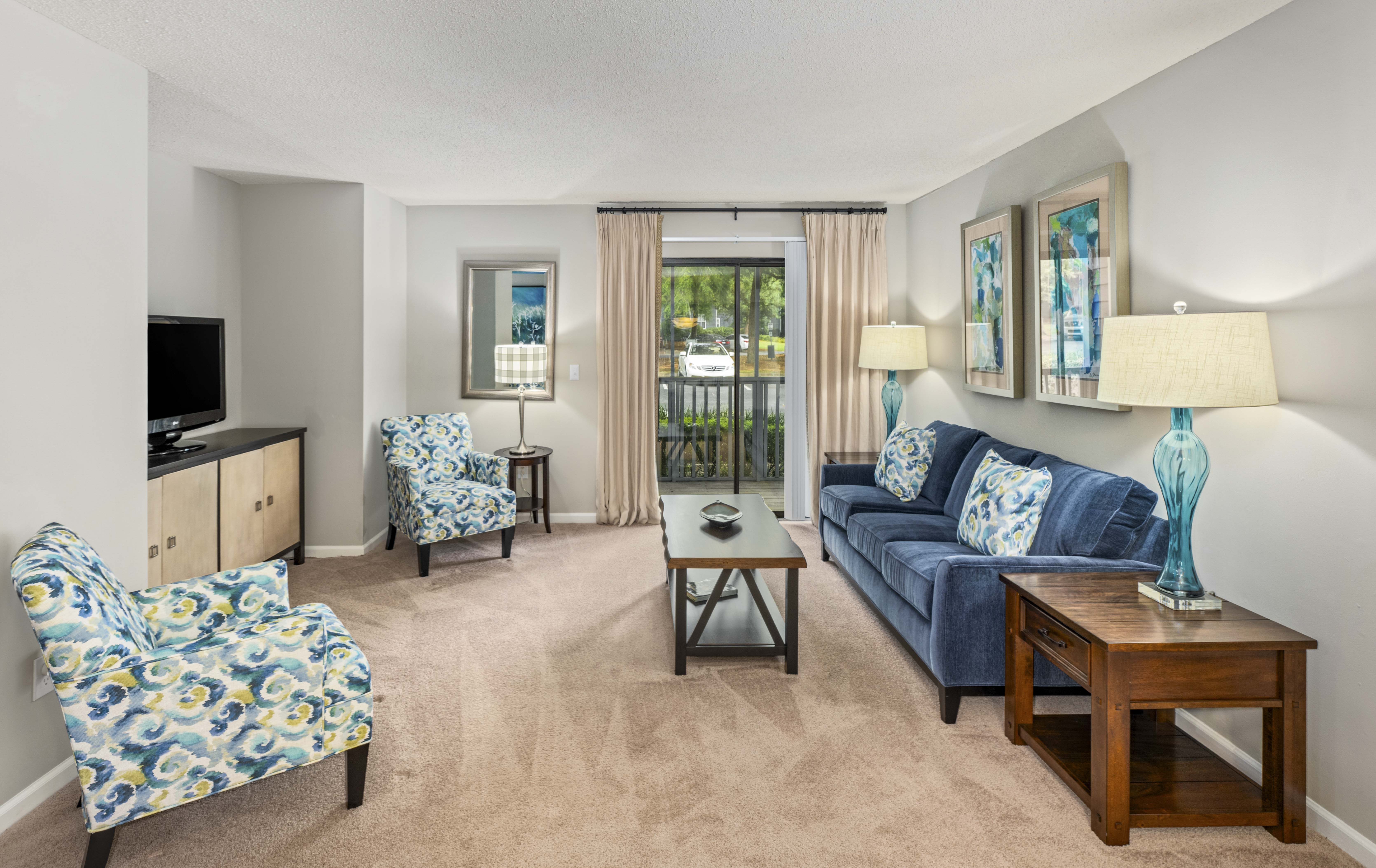 Living room at MAA Waters Edge luxury apartment homes in Summerville, SC