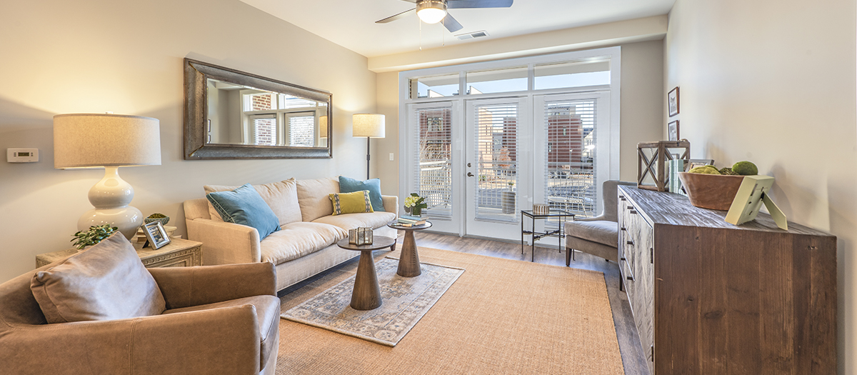 Living Room at MAA Greene luxury apartment homes in Greenville, SC