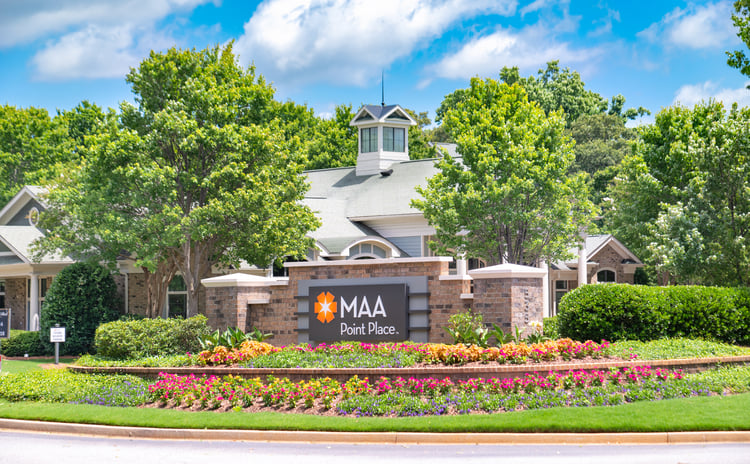Signage at MAA Point Place luxury apartment homes in Simpsonville, SC
