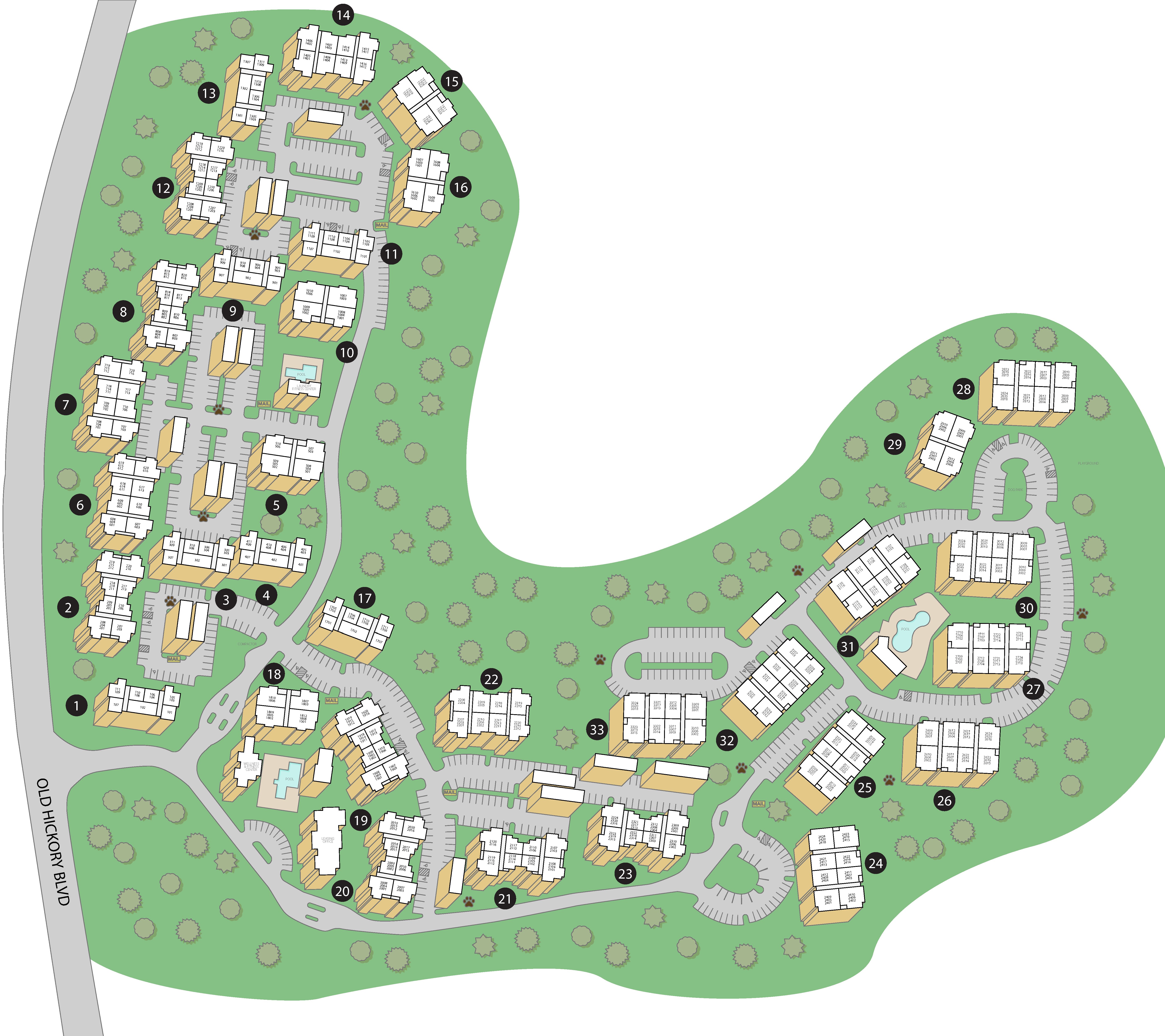 Property map of MAA Bellevue luxury apartments in Nashville, TN
