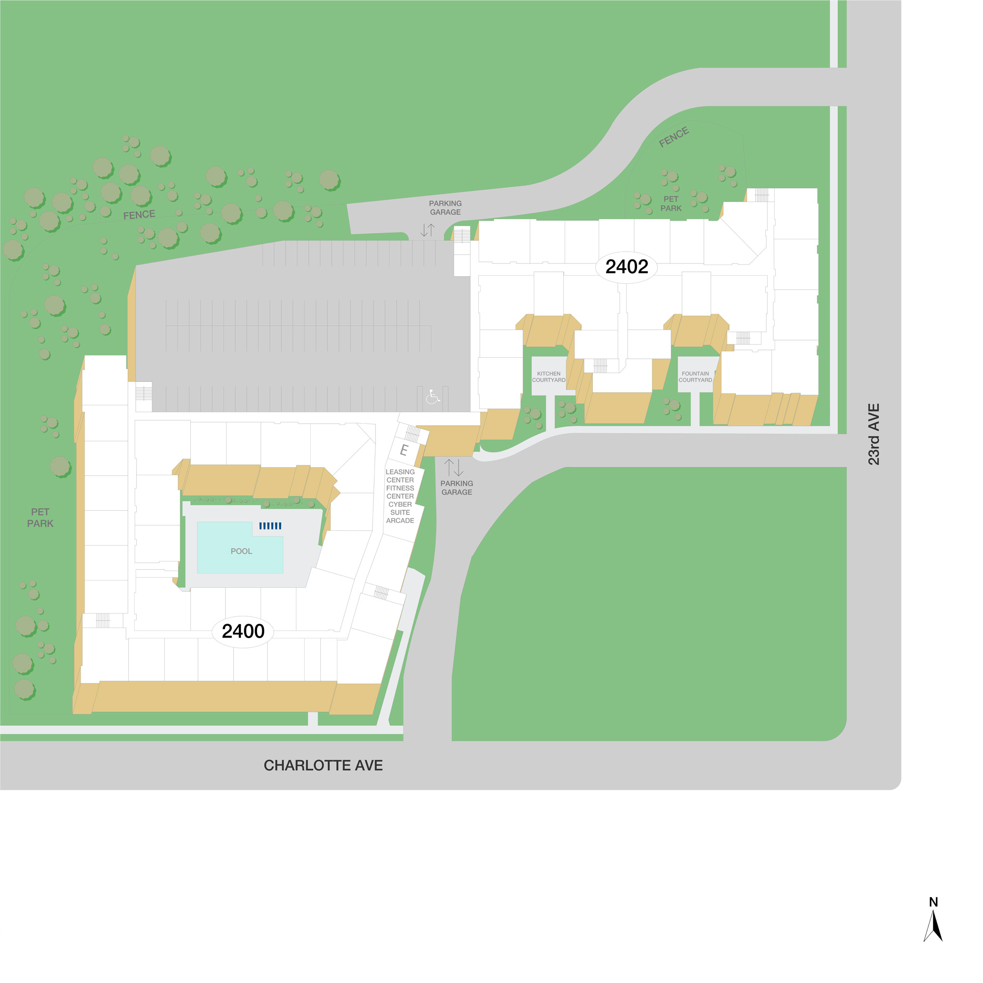 Property map of MAA Charlotte Ave luxury apartments in Nashville, TN