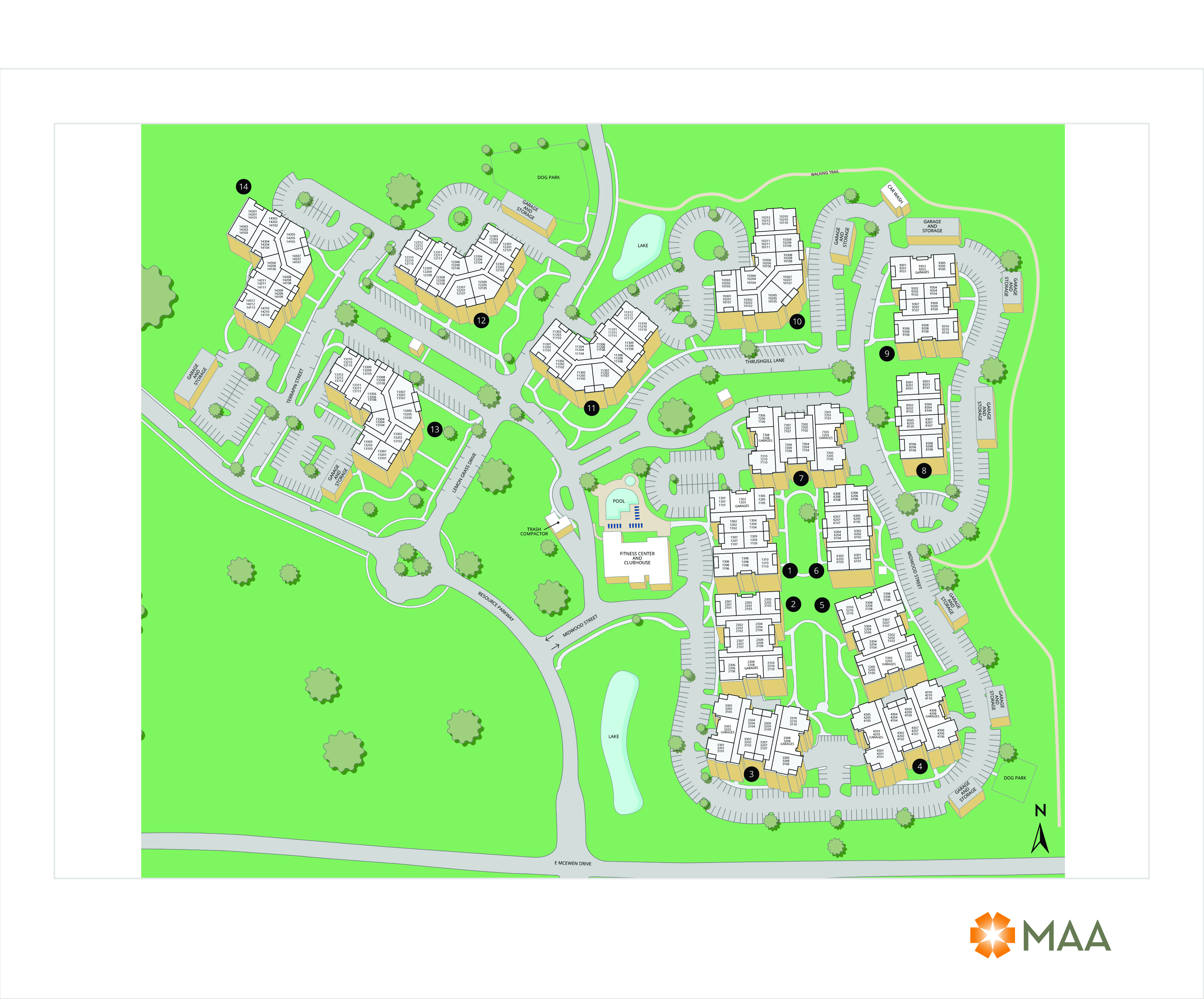 Property map of MAA Cool Spring luxury apartments in Franklin, TN