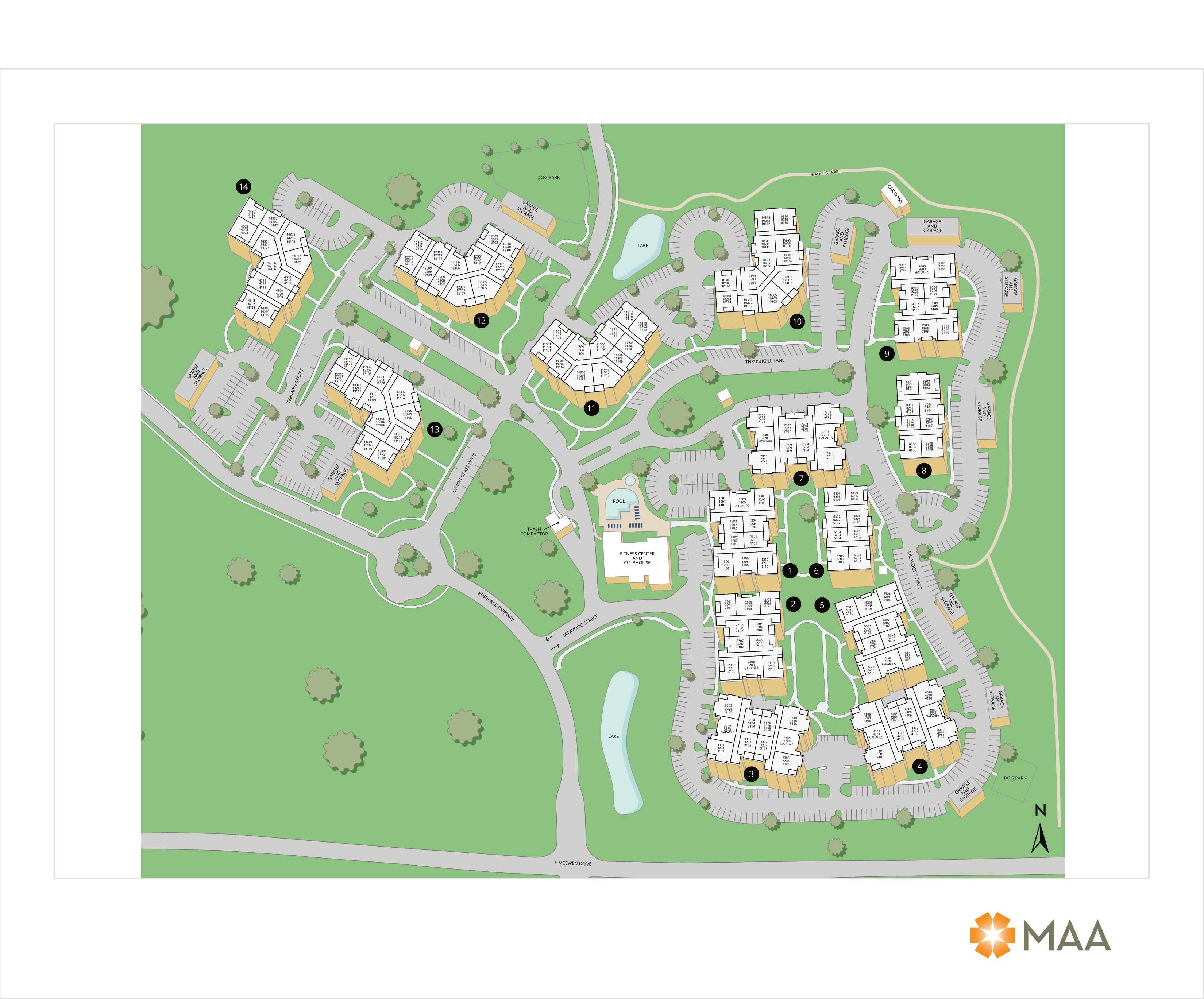 Property map of MAA Cool Spring luxury apartments in Franklin, TN