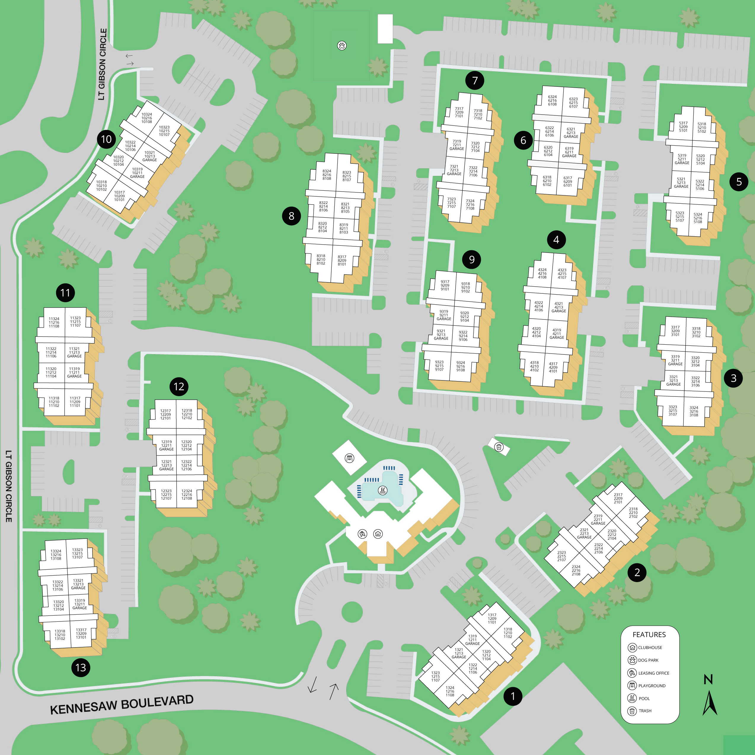 Property map of MAA Kennesaw Farms luxury apartments in Gallatin, TN