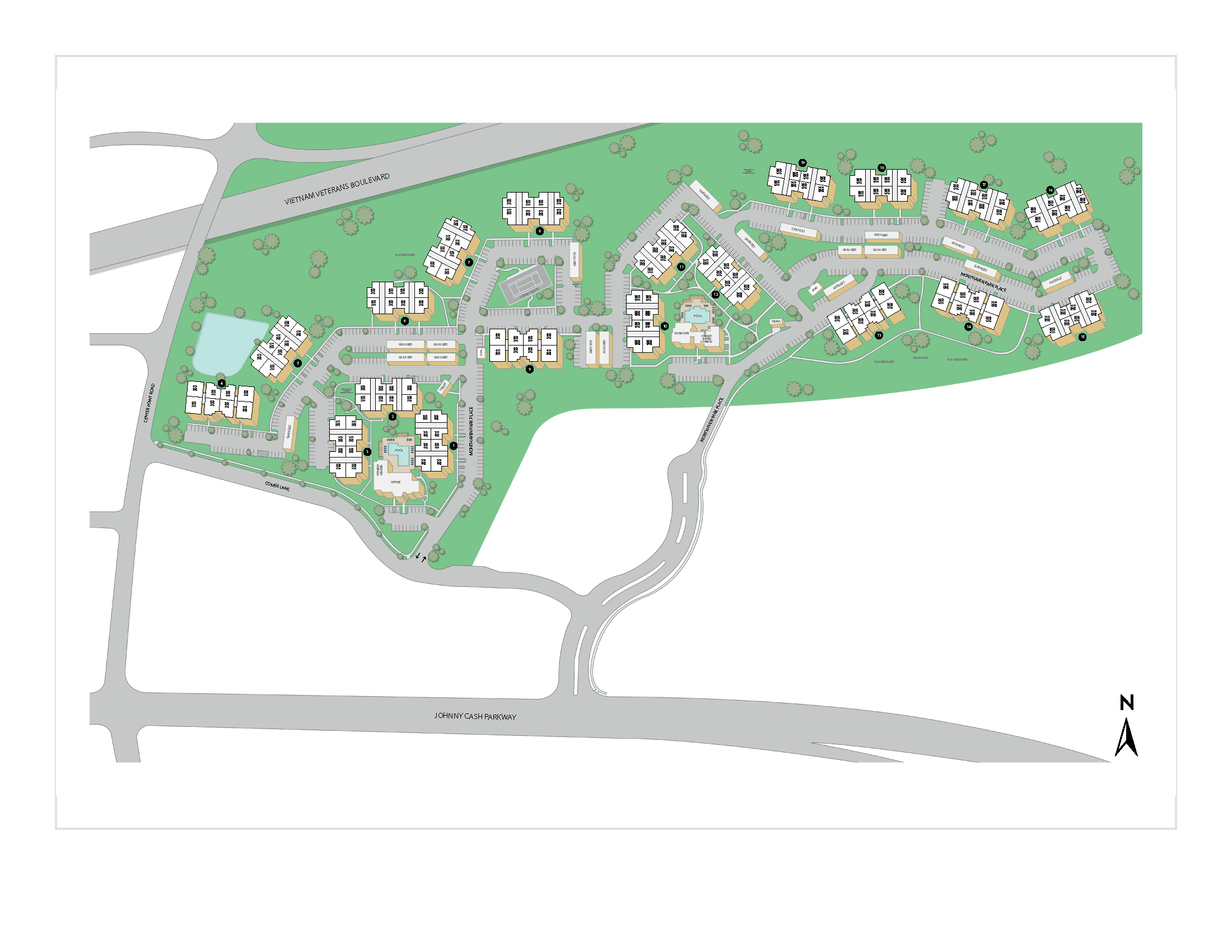 Property map of MAA Monthaven Park luxury apartments in Hendersonville, TN