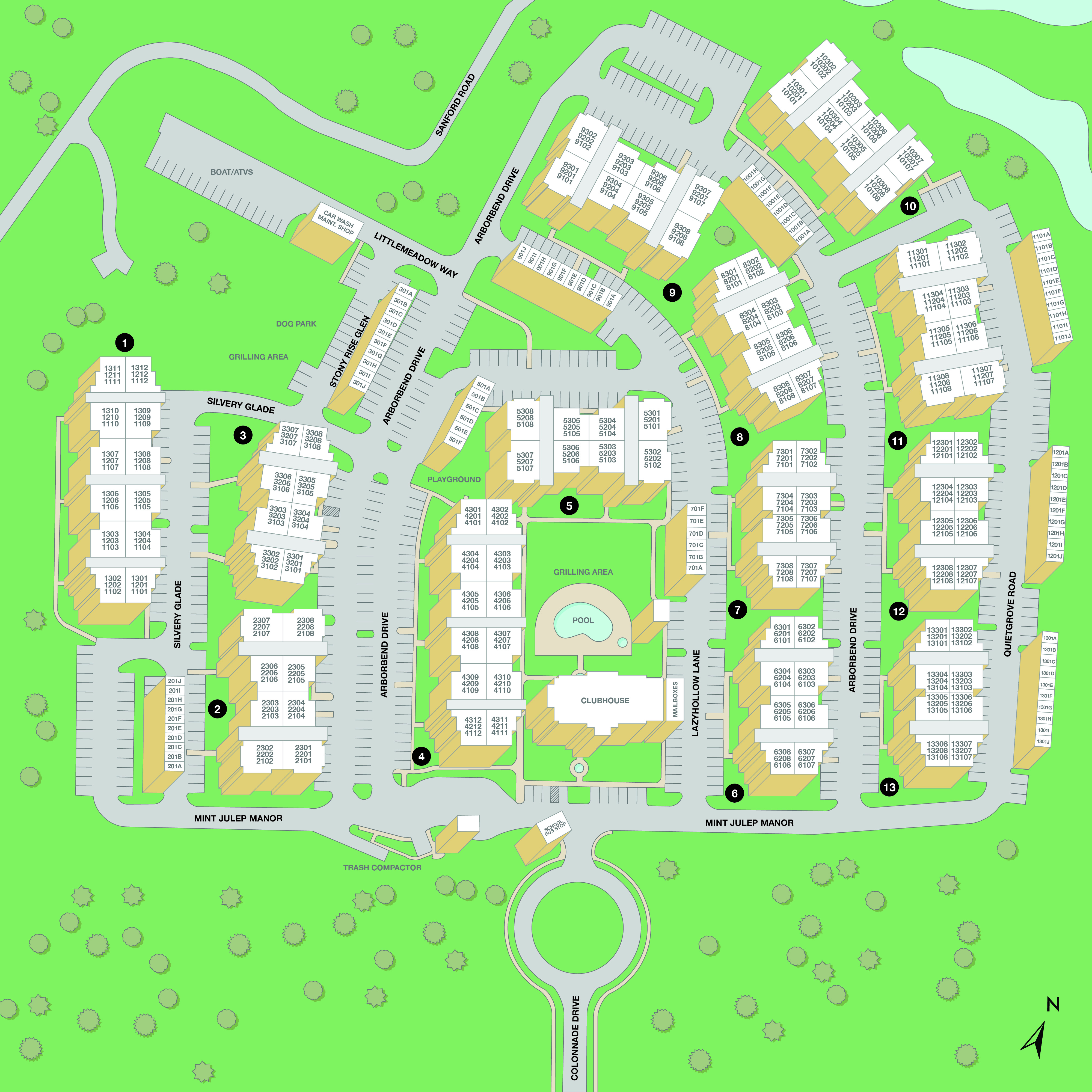 Property map of MAA Sam Ridley luxury apartments in Smyrna, TN
