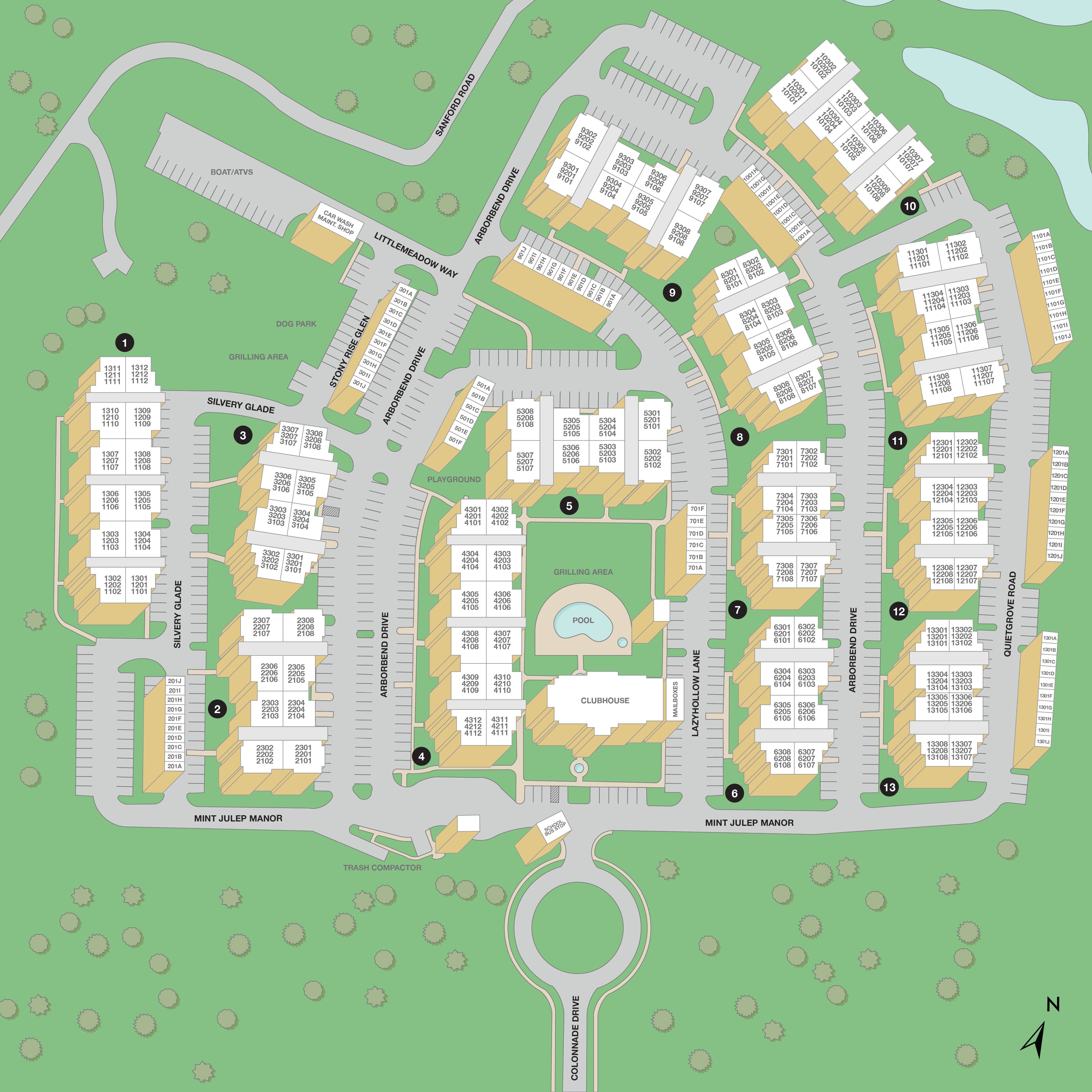 Property map of MAA Sam Ridley luxury apartments in Smyrna, TN