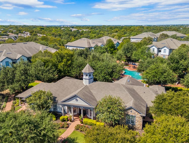 Property aerial - at MAA Ashton Oaks luxury apartment homes in Austin, TX