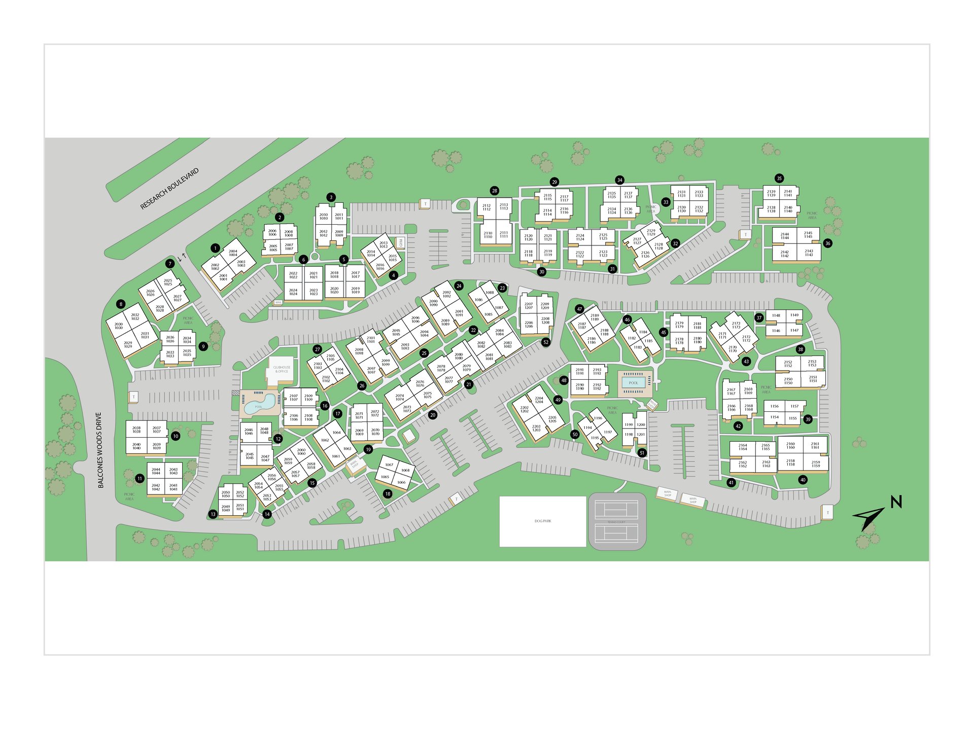 Property Map of MAA Balcones Woods luxury apartments in Austin, TX