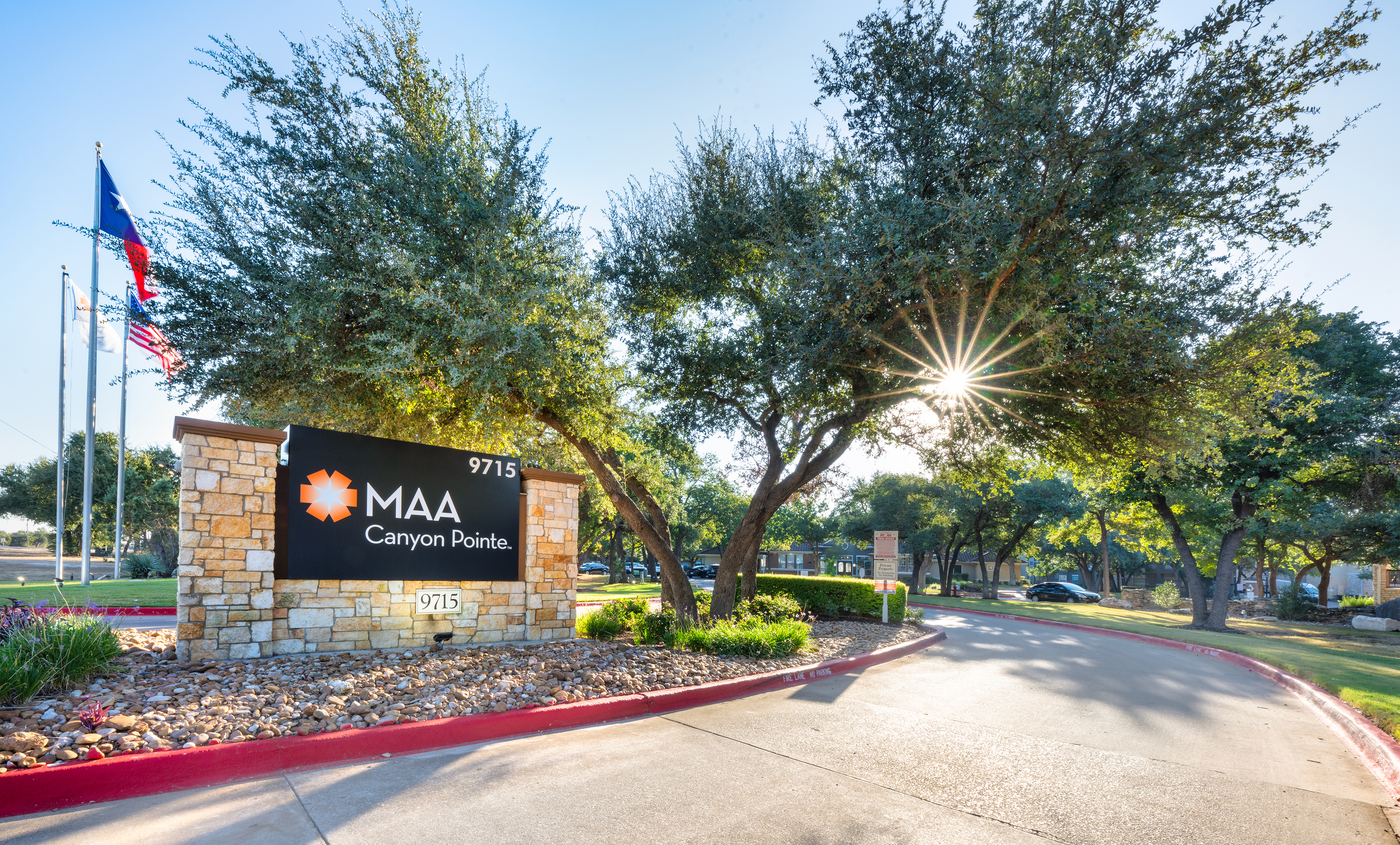 Signage at MAA Canyon Pointe luxury apartment homes in Austin, TX