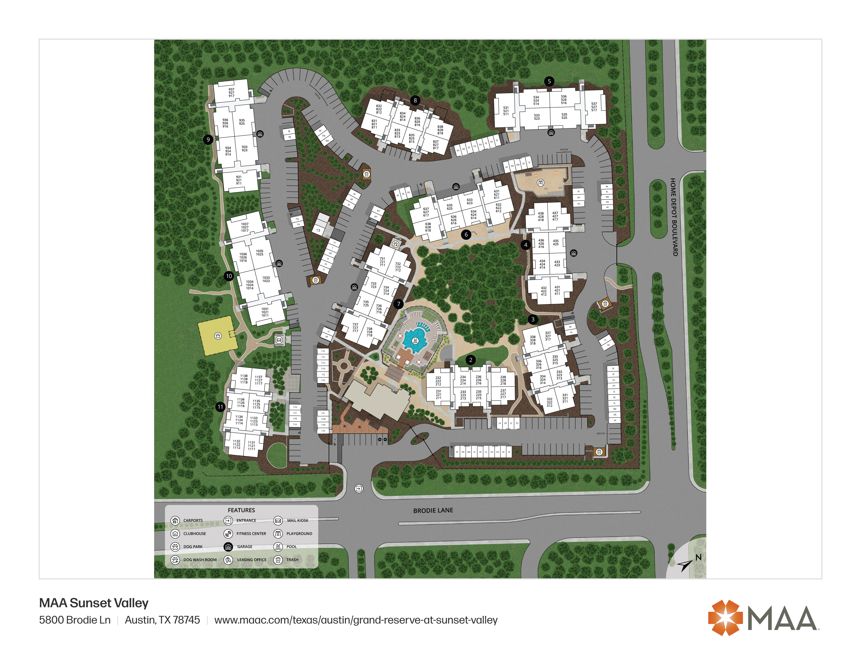 Property Map at MAA Sunset Valley