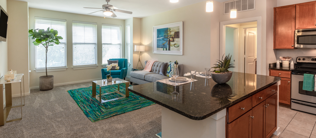 Open living space at MAA West Austin luxury apartment homes in Austin, TX