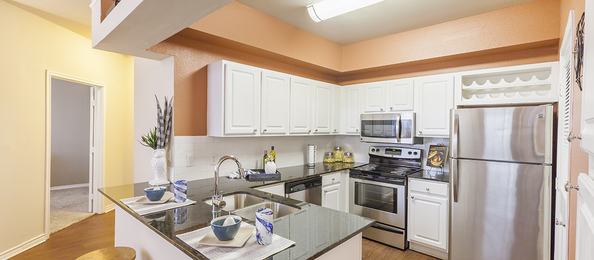 Kitchen at Legacy at Western Oaks luxury apartment homes in Austin , TX