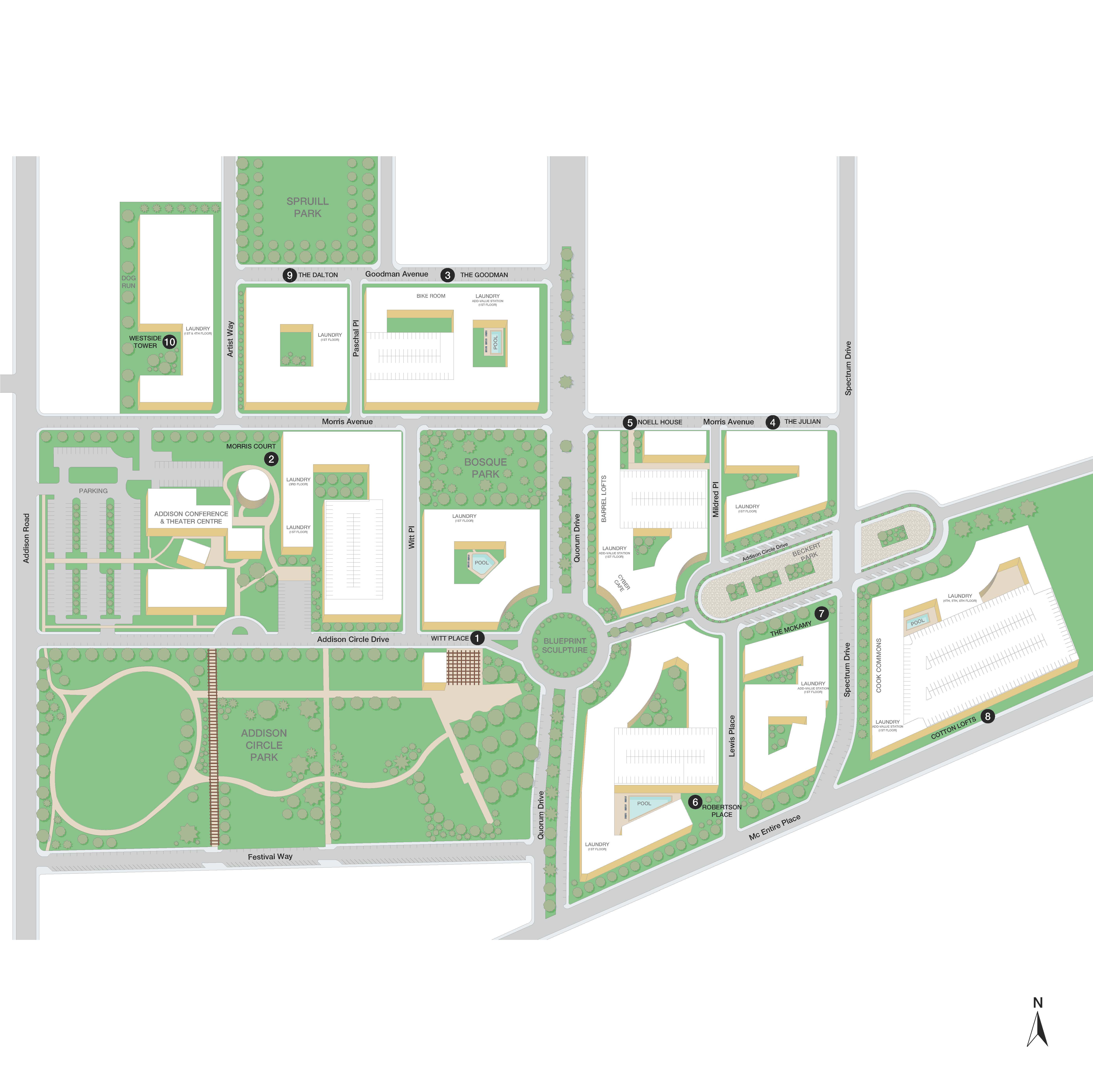Property Map of MAA Addison Circle luxury apartments in Addison, TX
