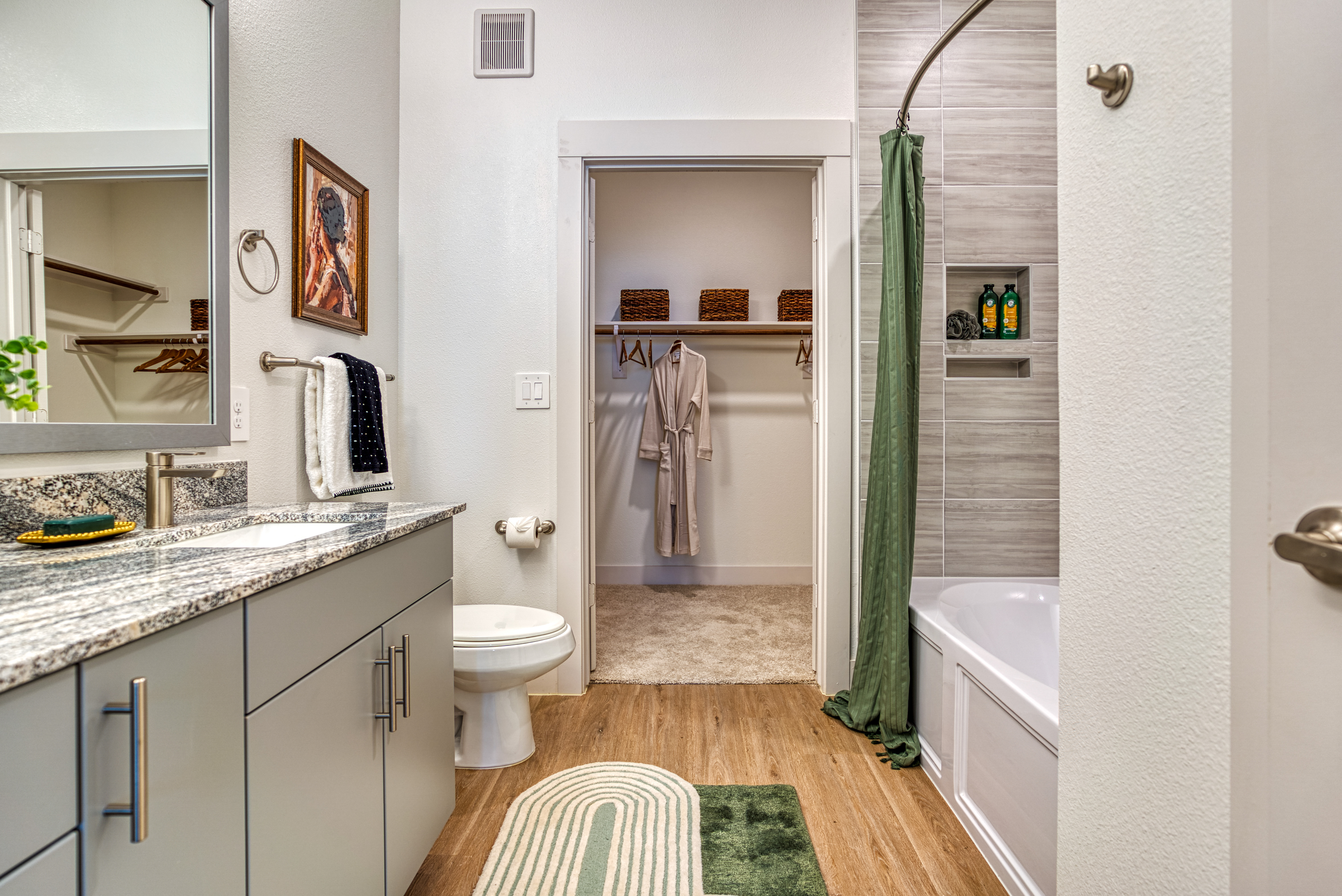 Bathroom at MAA Cathedral Arts luxury apartment homes in Dallas, TX