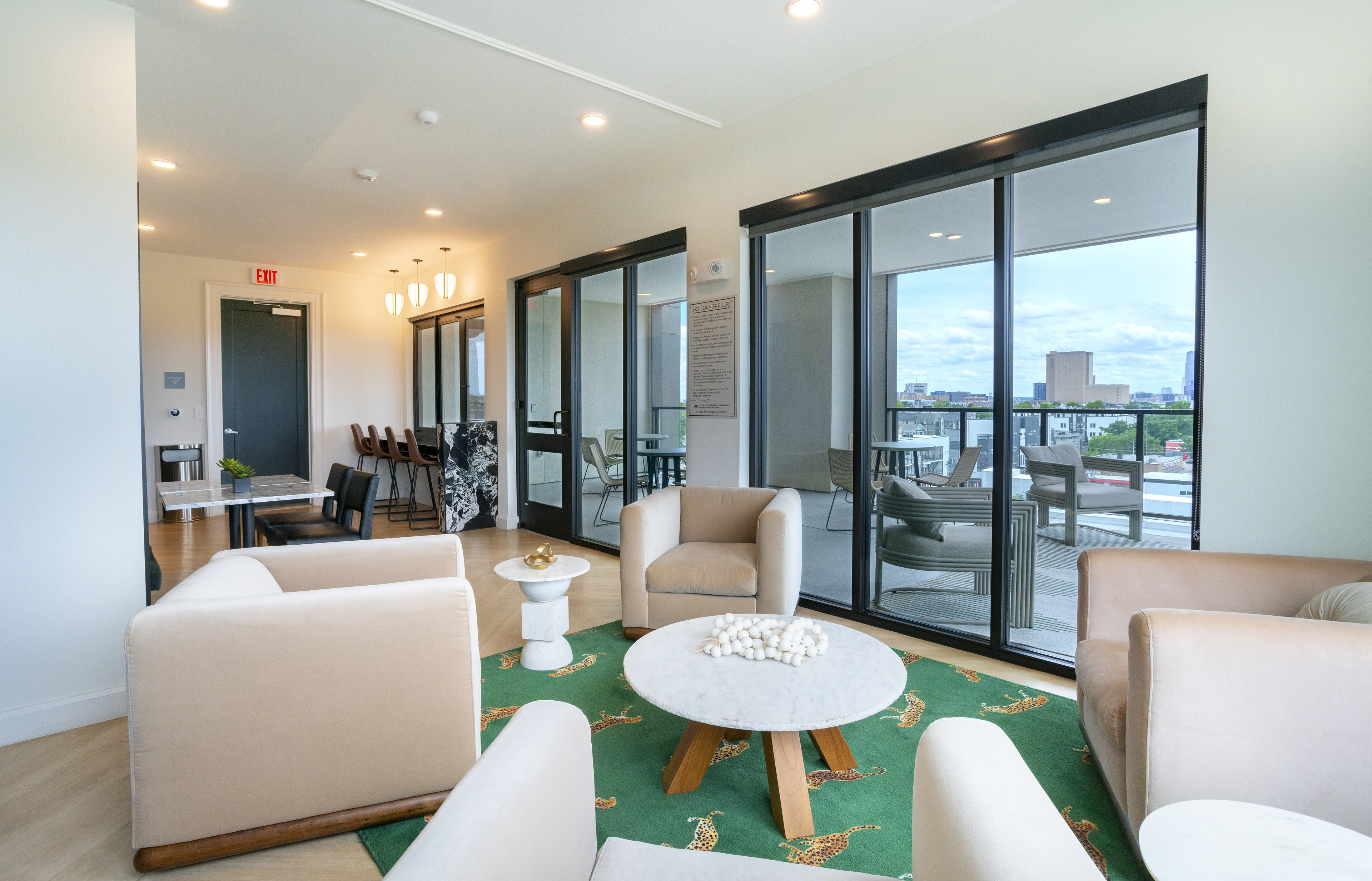Rooftop lounge at MAA Cathedral Arts luxury apartment homes in Dallas, TX