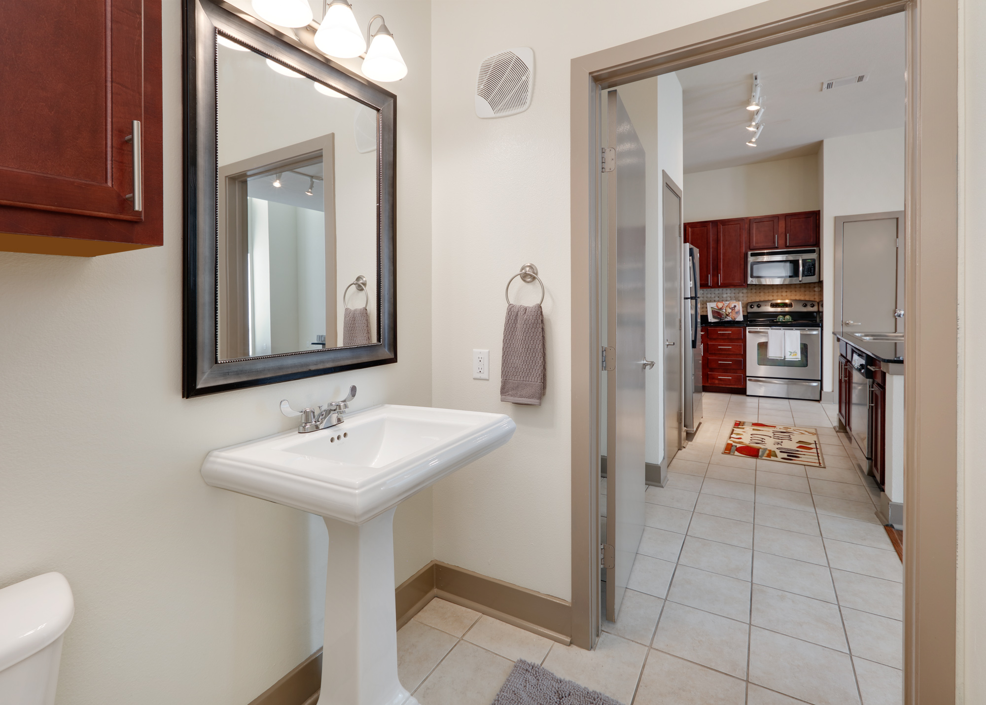 Bathroom at MAA Eastside luxury apartment homes in Richardson, TX