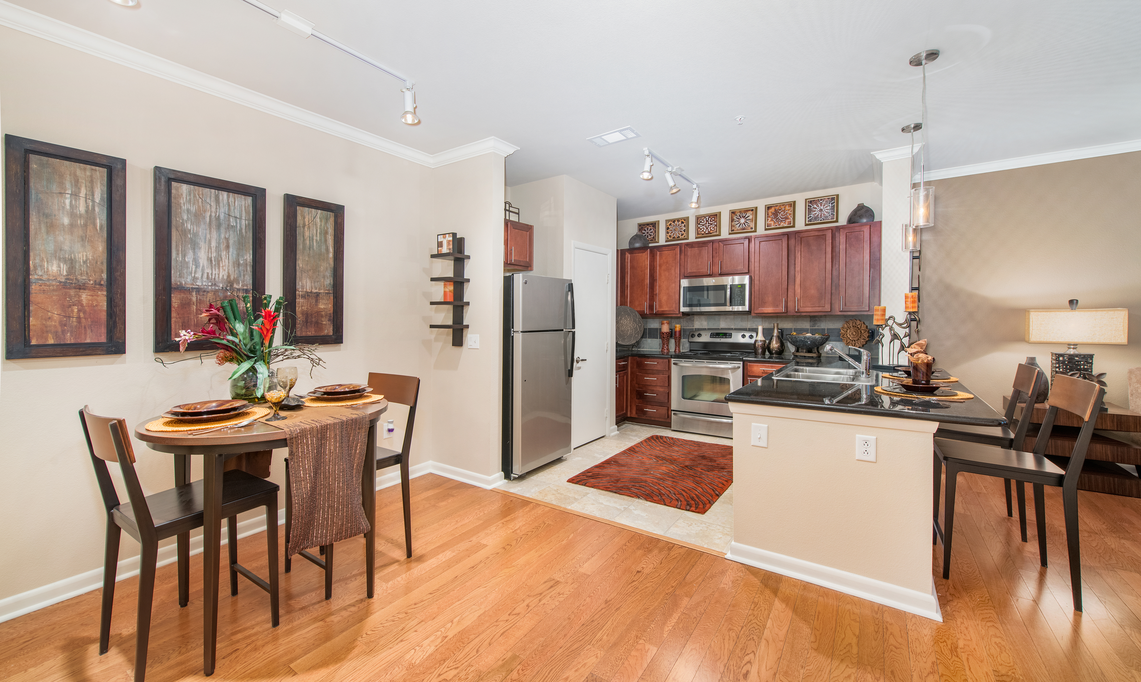 Kitchen and dining at MAA Eastside luxury apartment homes in Dallas, TX