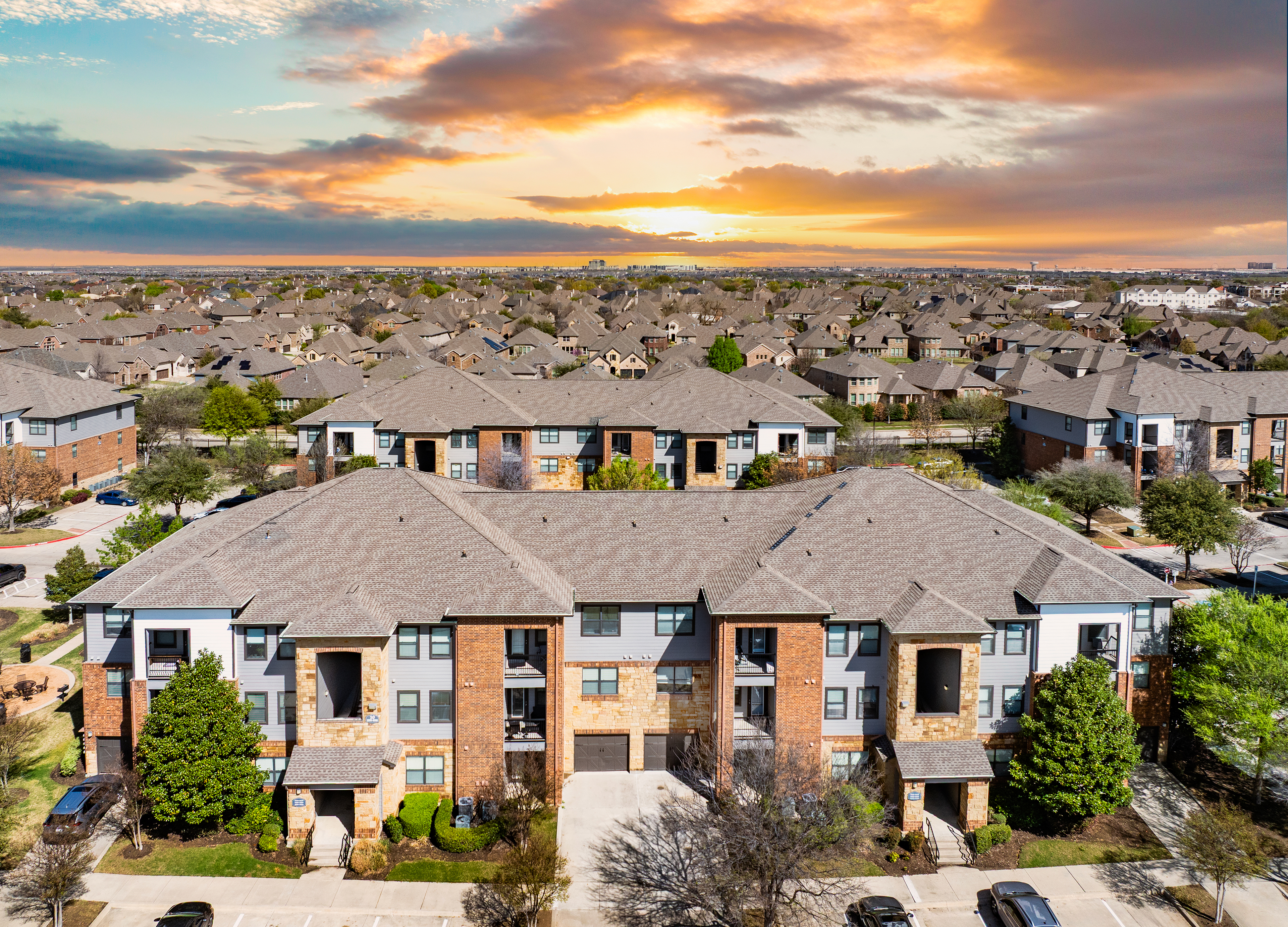 Property aerial at MAA Hebron luxury apartment homes in Carollton, TX