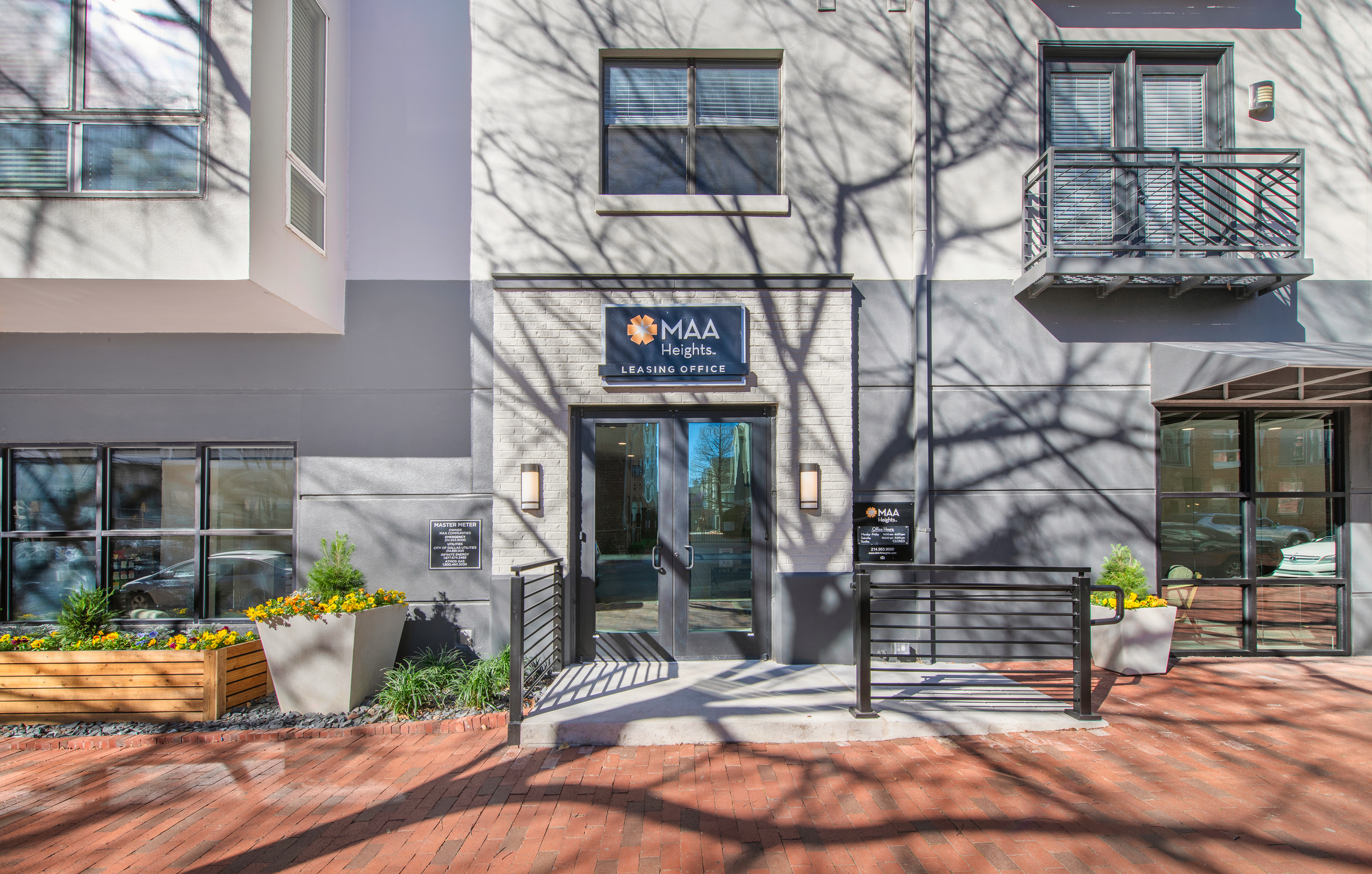 Leasing exterior at MAA Heights luxury apartment homes in Dallas, TX