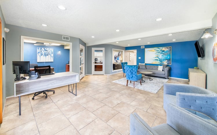 Leasing interior at MAA Highlands North luxury apartment homes in Dallas, TX